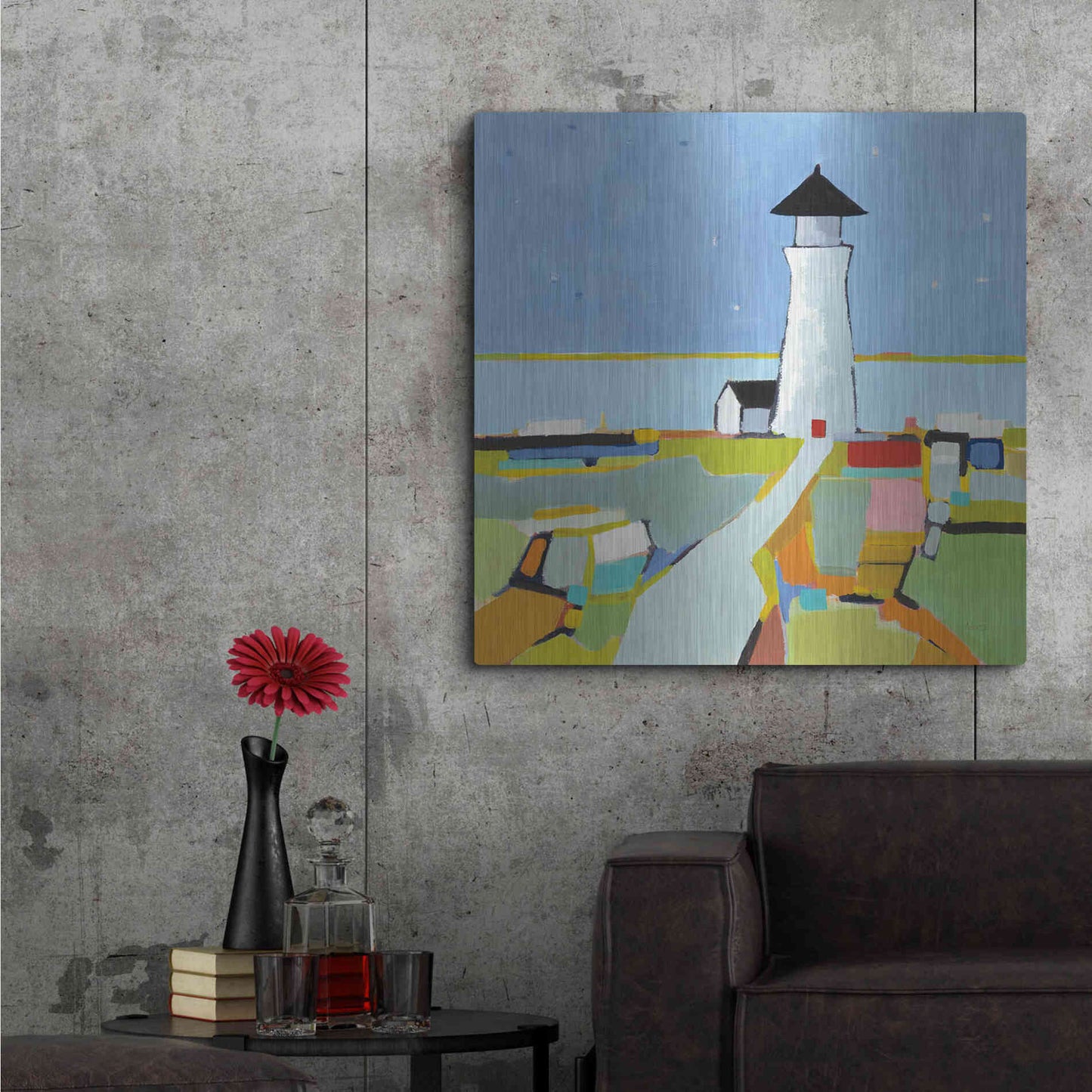 Luxe Metal Art 'To the Lighthouse' by Phyllis Adams, Metal Wall Art,36x36