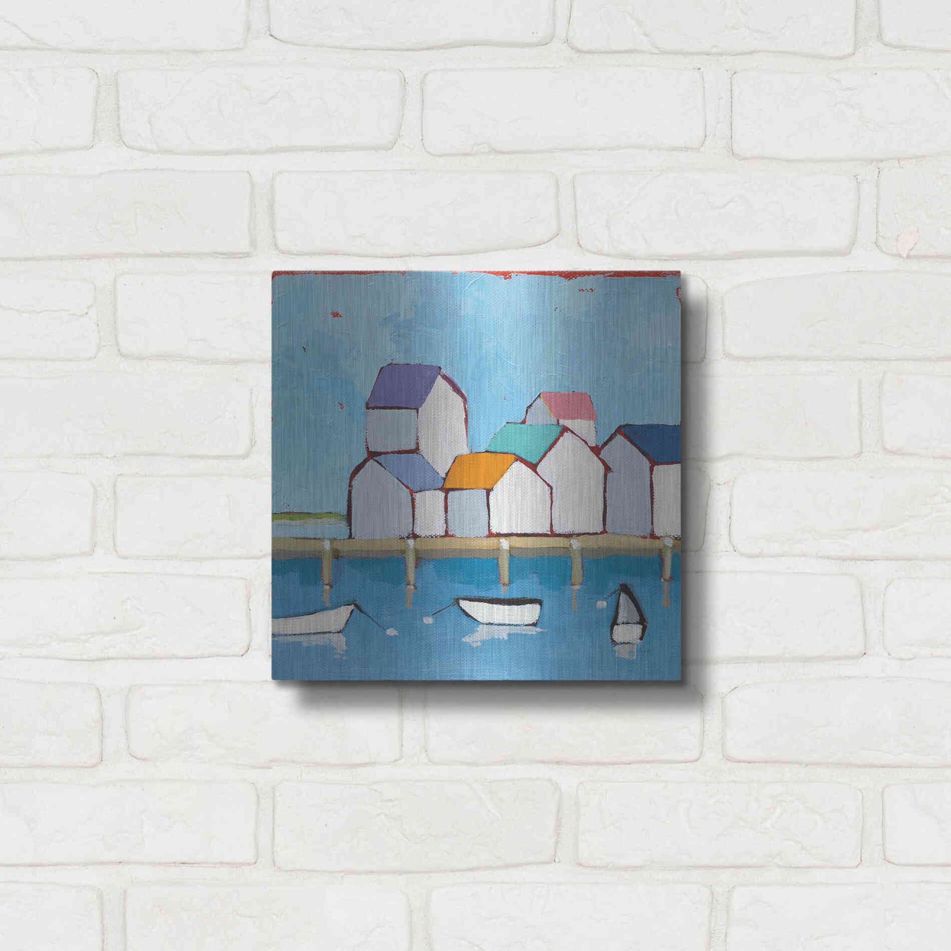 Luxe Metal Art 'The Wharf' by Phyllis Adams, Metal Wall Art,12x12