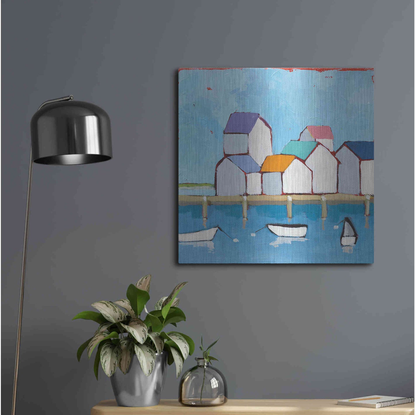 Luxe Metal Art 'The Wharf' by Phyllis Adams, Metal Wall Art,24x24