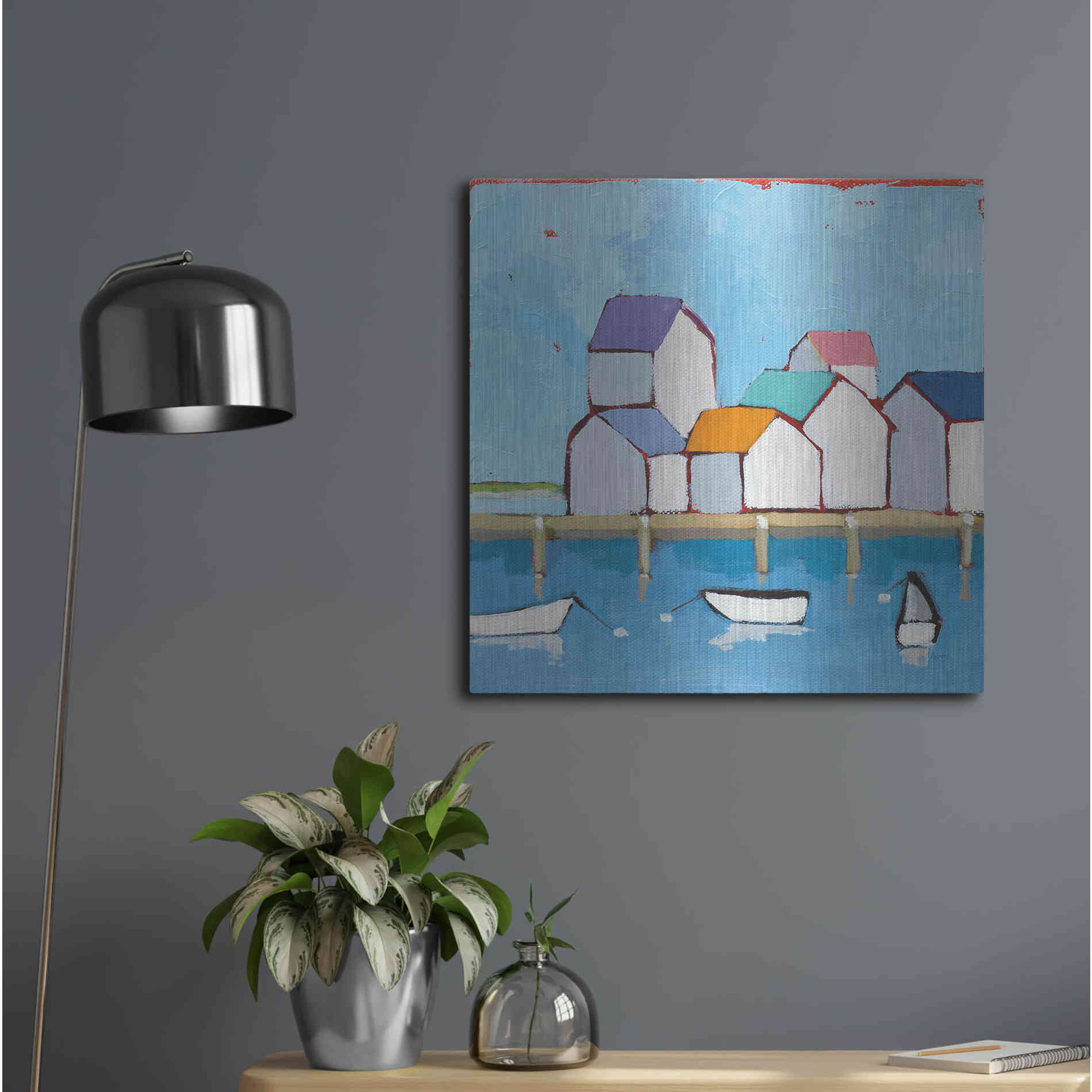 Luxe Metal Art 'The Wharf' by Phyllis Adams, Metal Wall Art,24x24