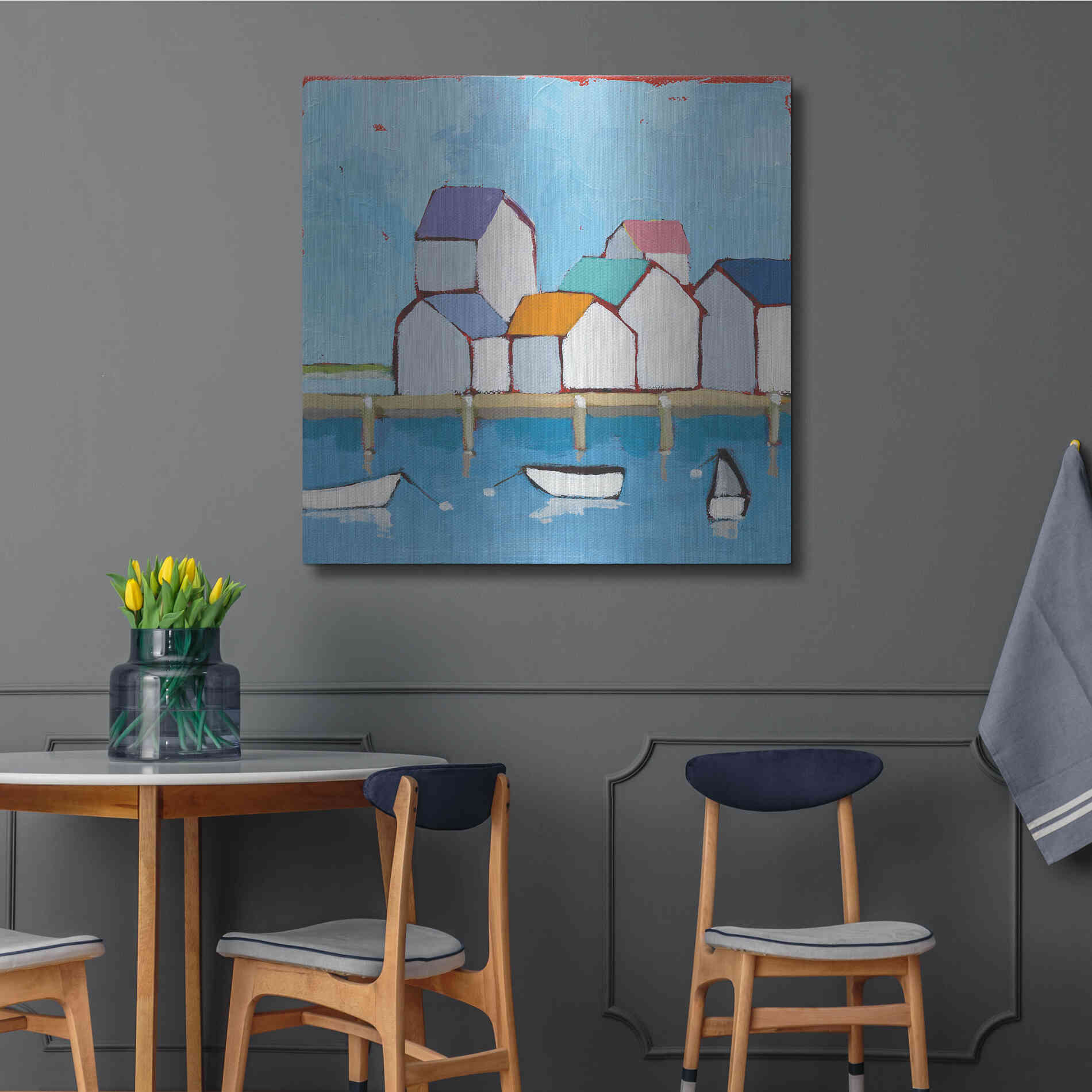 Luxe Metal Art 'The Wharf' by Phyllis Adams, Metal Wall Art,36x36