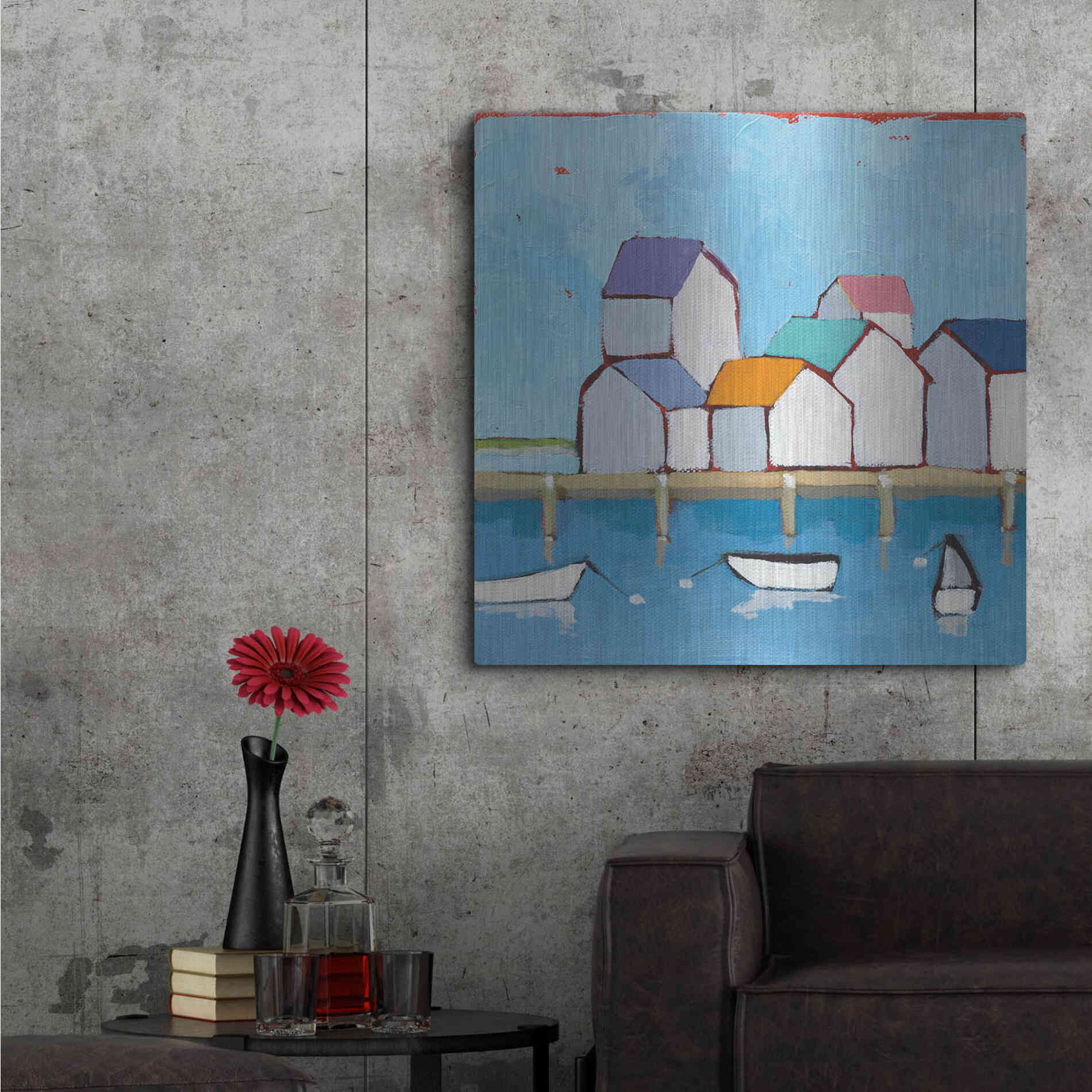 Luxe Metal Art 'The Wharf' by Phyllis Adams, Metal Wall Art,36x36