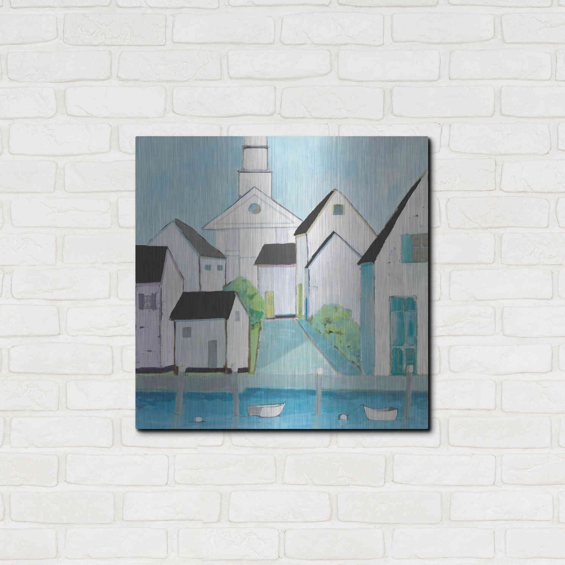 Luxe Metal Art 'Harbor Town III No Sign Light' by Phyllis Adams, Metal Wall Art,24x24