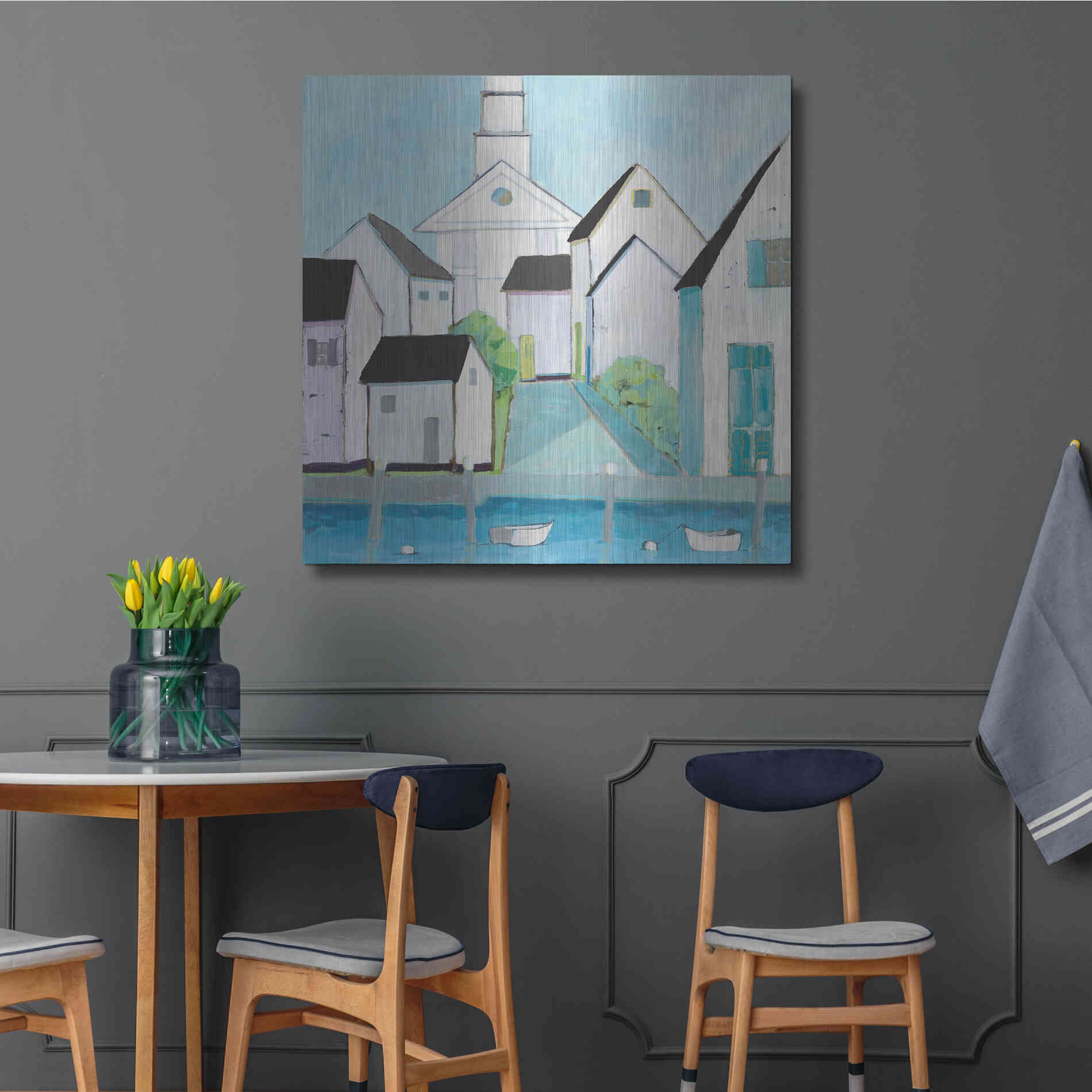 Luxe Metal Art 'Harbor Town III No Sign Light' by Phyllis Adams, Metal Wall Art,36x36