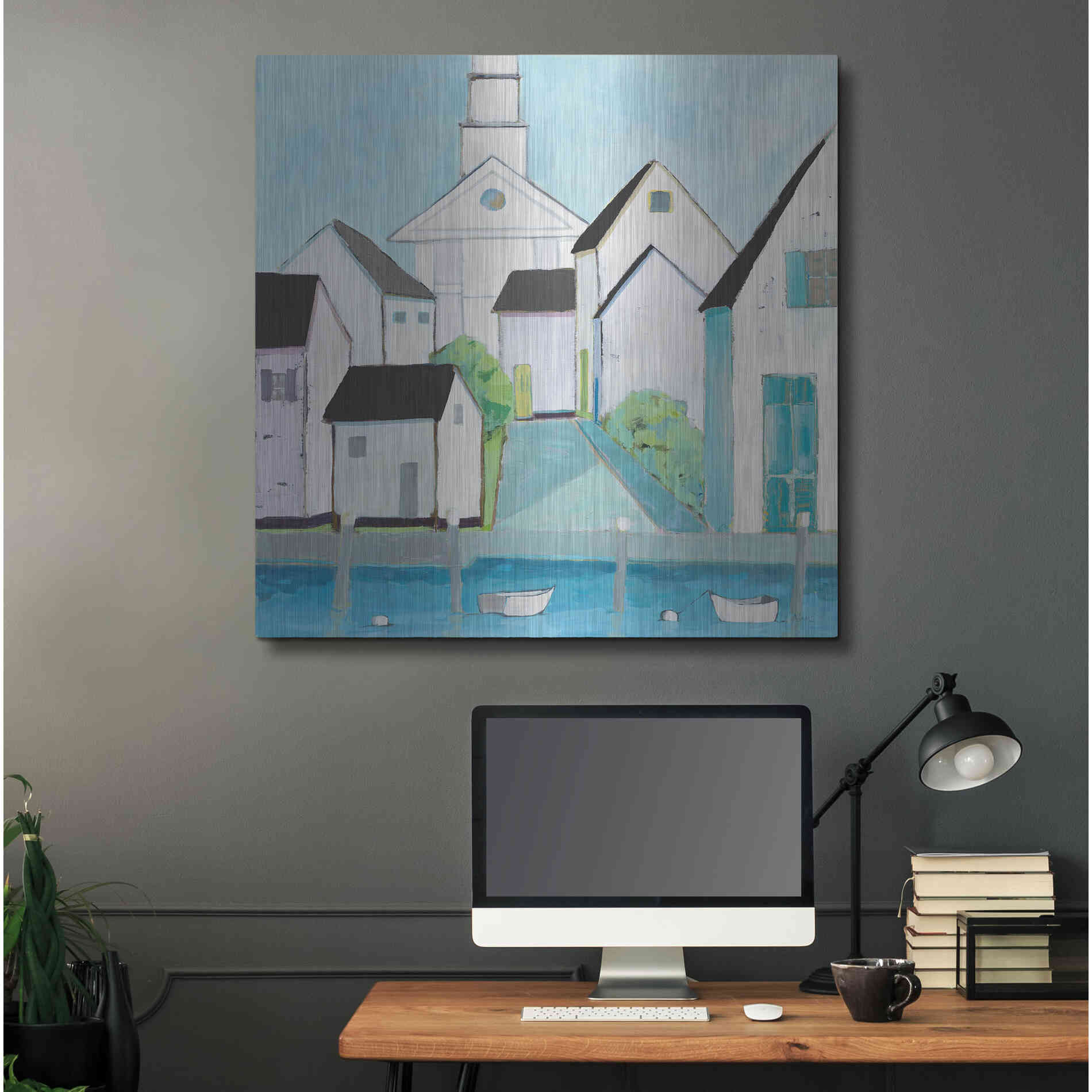 Luxe Metal Art 'Harbor Town III No Sign Light' by Phyllis Adams, Metal Wall Art,36x36