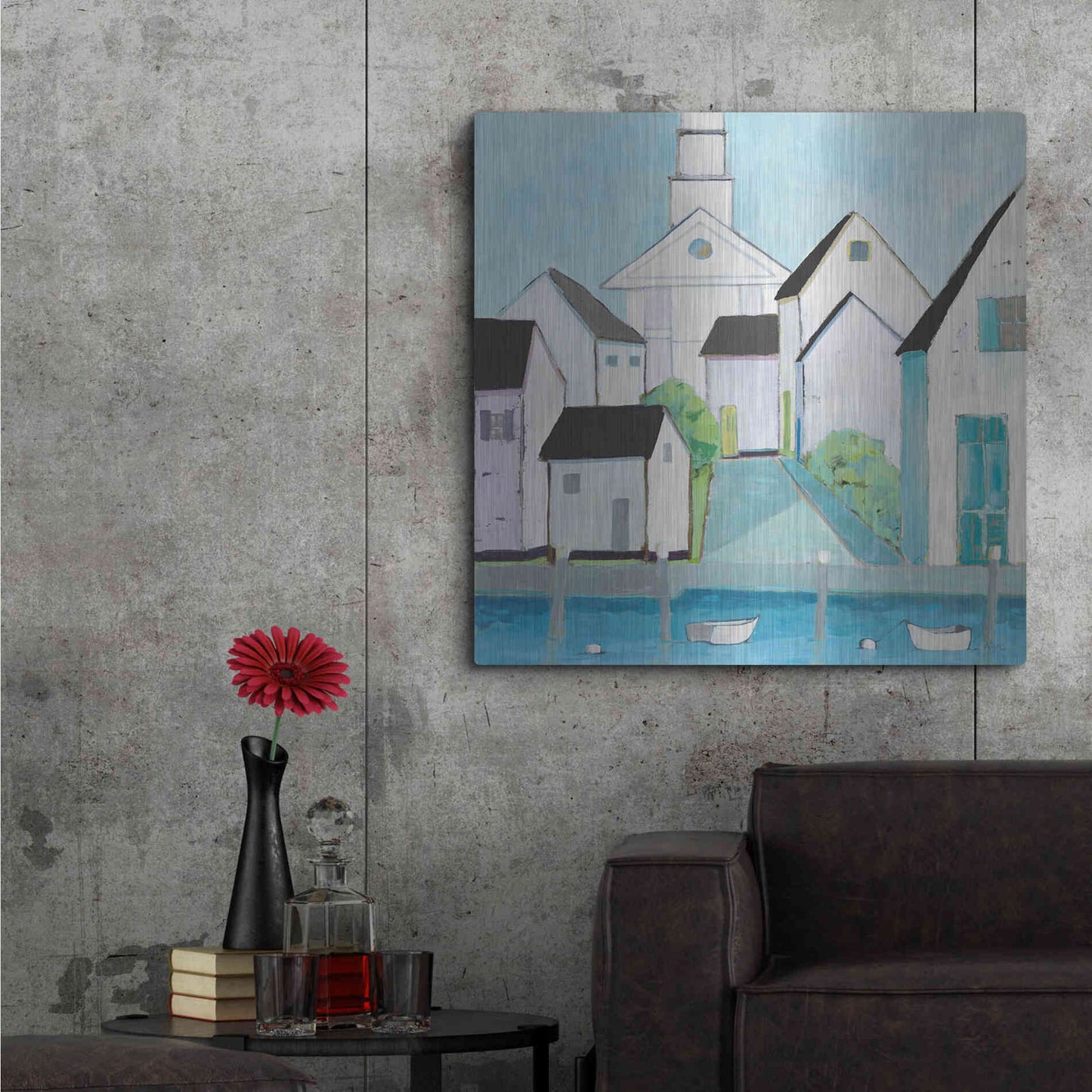Luxe Metal Art 'Harbor Town III No Sign Light' by Phyllis Adams, Metal Wall Art,36x36