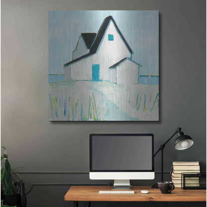 Luxe Metal Art 'Cottage' by the Sea Neutral' by Phyllis Adams, Metal Wall Art,36x36