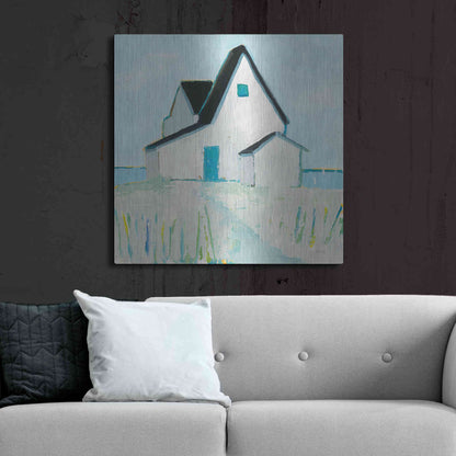 Luxe Metal Art 'Cottage' by the Sea Neutral' by Phyllis Adams, Metal Wall Art,36x36