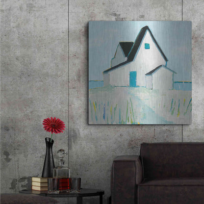 Luxe Metal Art 'Cottage' by the Sea Neutral' by Phyllis Adams, Metal Wall Art,36x36