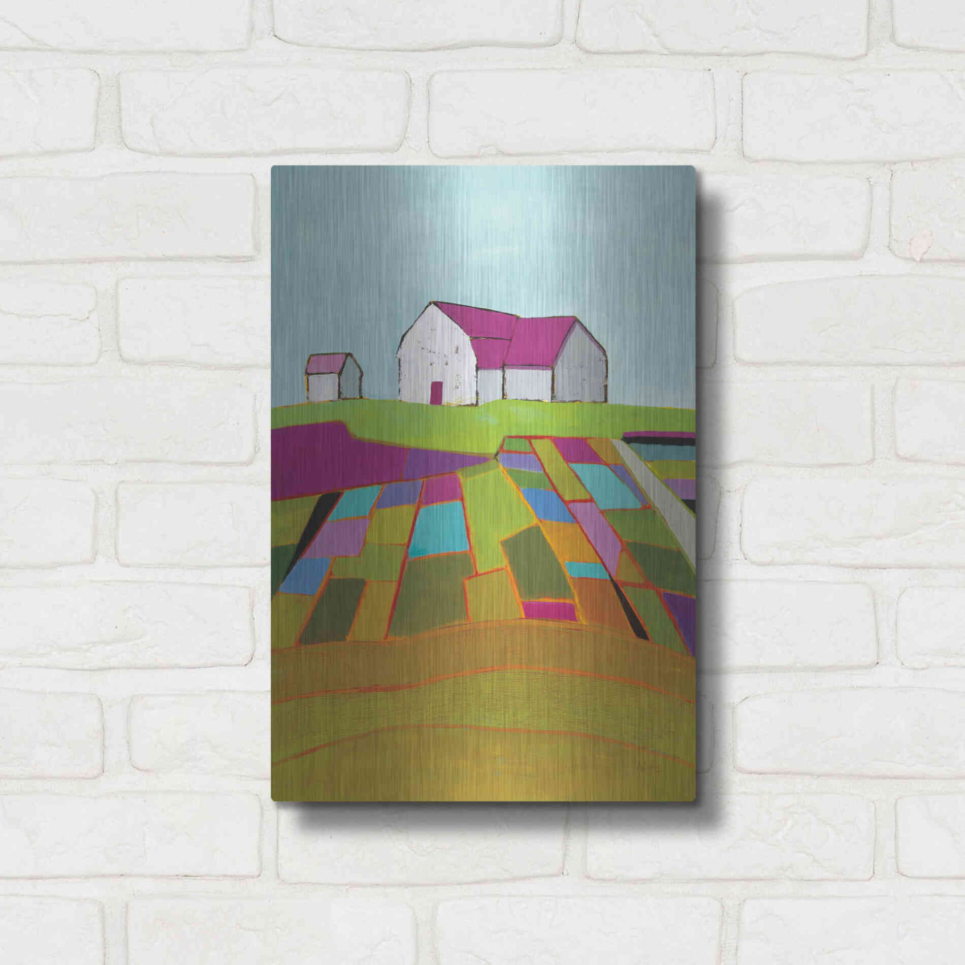 Luxe Metal Art 'Field of Dreams' by Phyllis Adams, Metal Wall Art,12x16