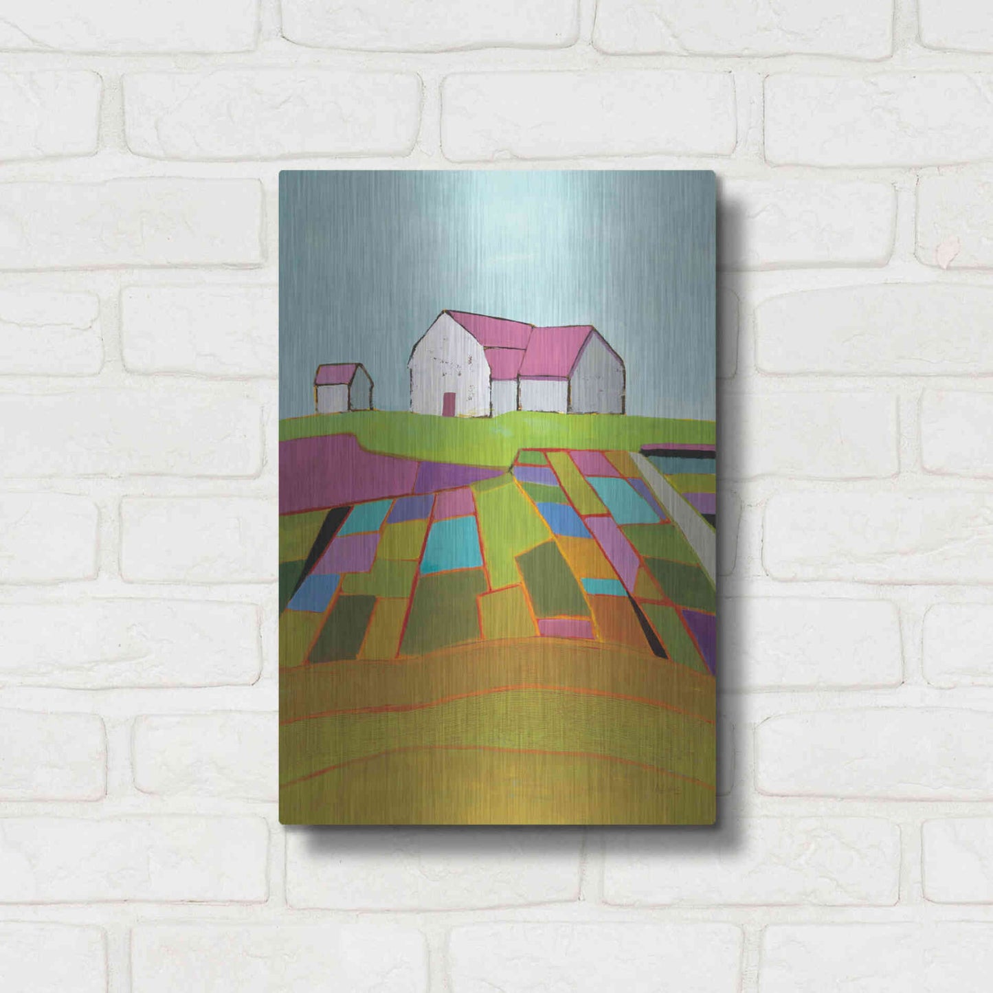 Luxe Metal Art 'Field of Dreams Light' by Phyllis Adams, Metal Wall Art,12x16