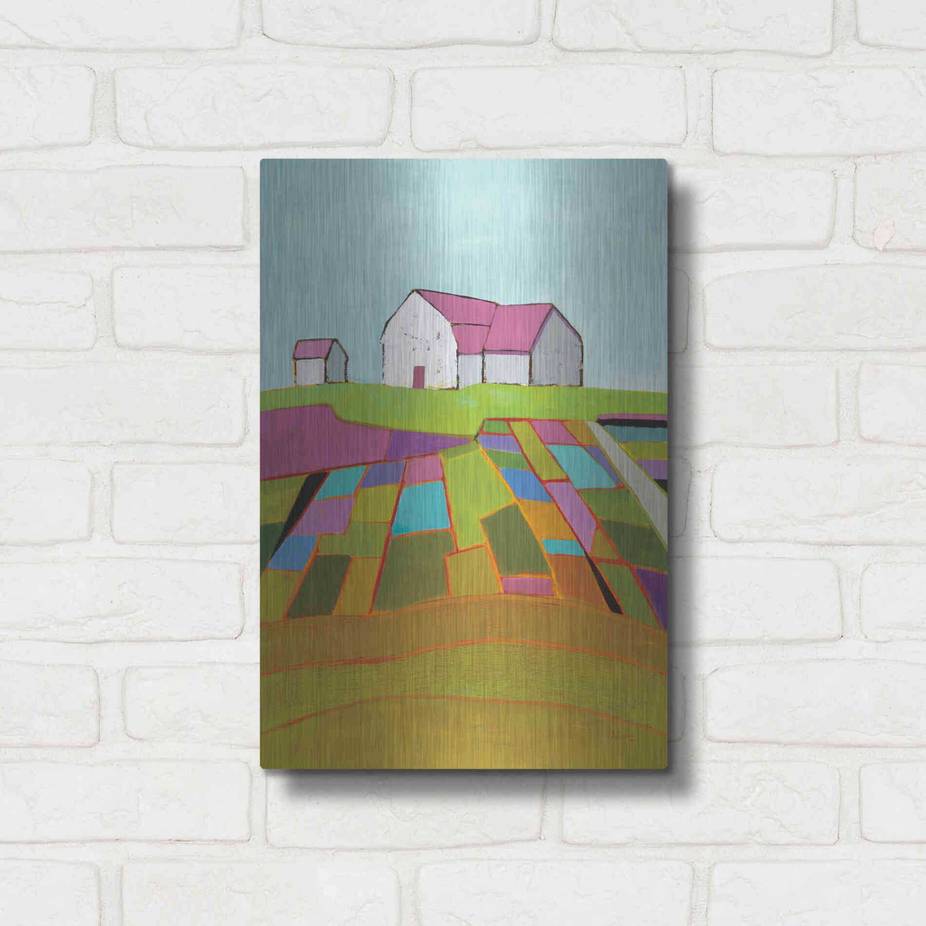 Luxe Metal Art 'Field of Dreams Light' by Phyllis Adams, Metal Wall Art,12x16