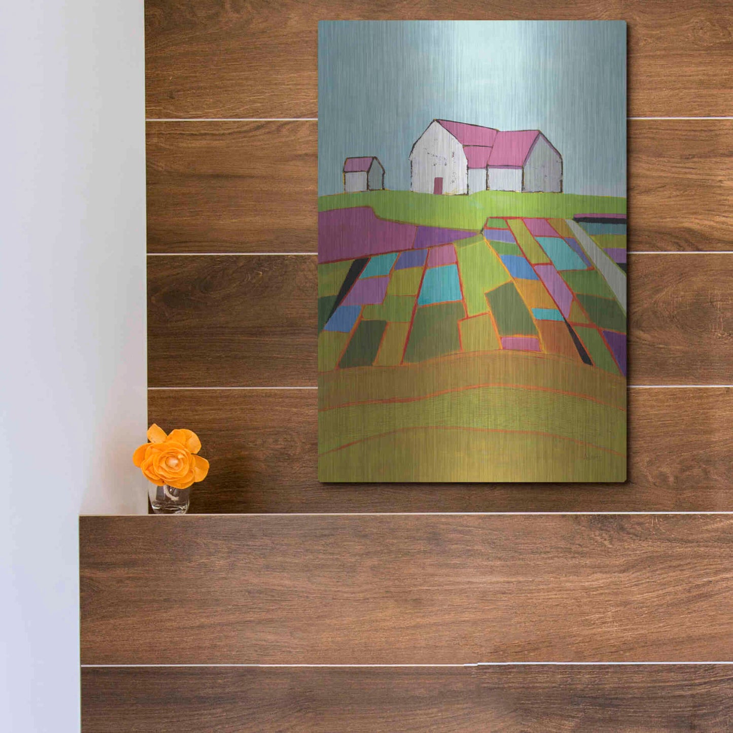 Luxe Metal Art 'Field of Dreams Light' by Phyllis Adams, Metal Wall Art,12x16