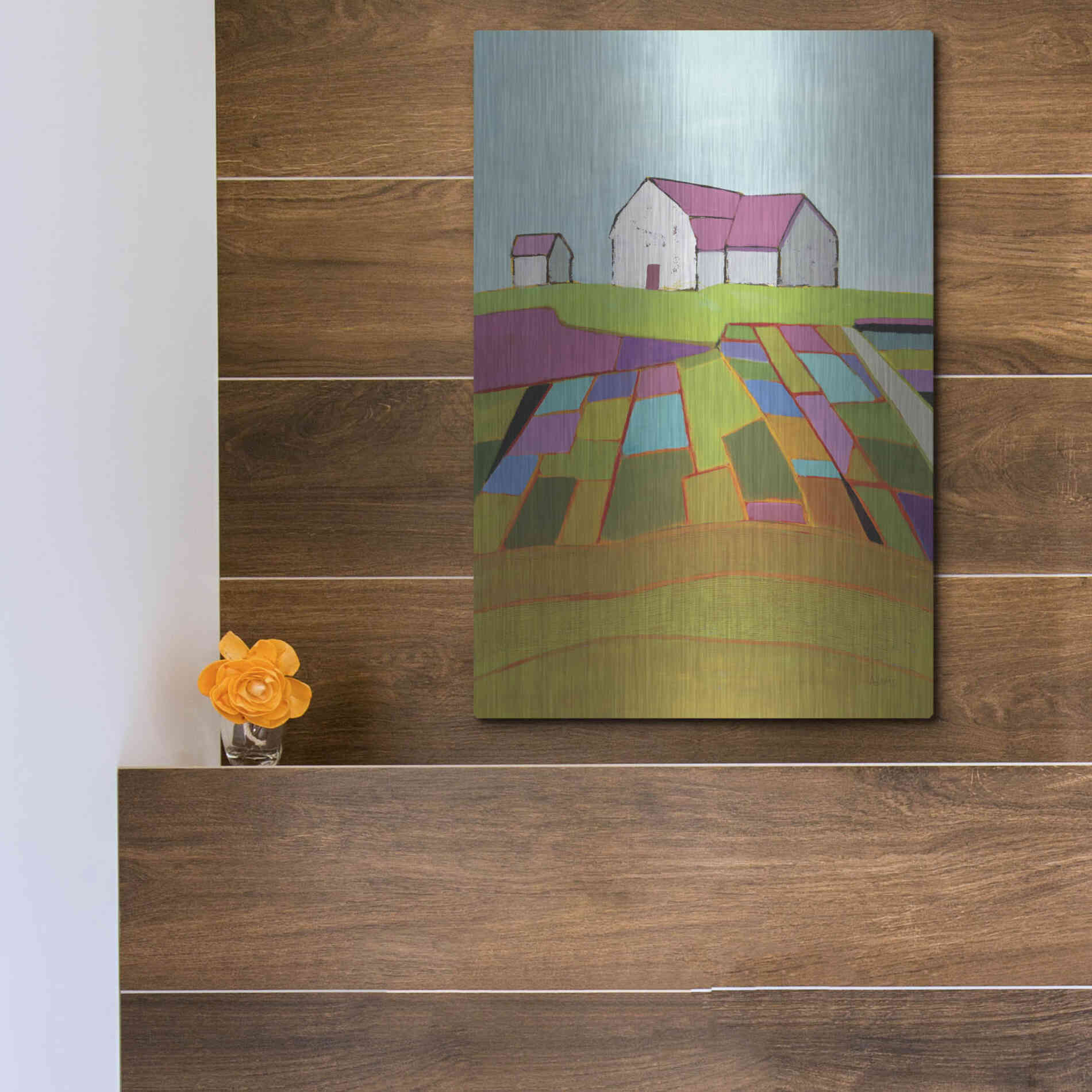 Luxe Metal Art 'Field of Dreams Light' by Phyllis Adams, Metal Wall Art,12x16