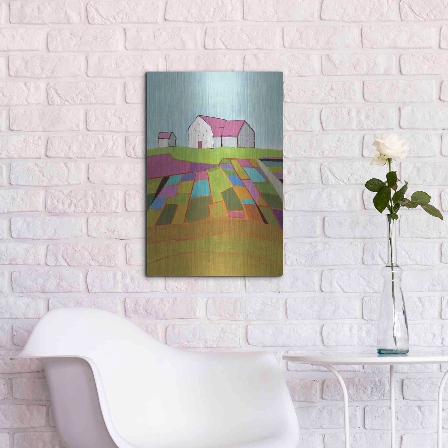 Luxe Metal Art 'Field of Dreams Light' by Phyllis Adams, Metal Wall Art,16x24