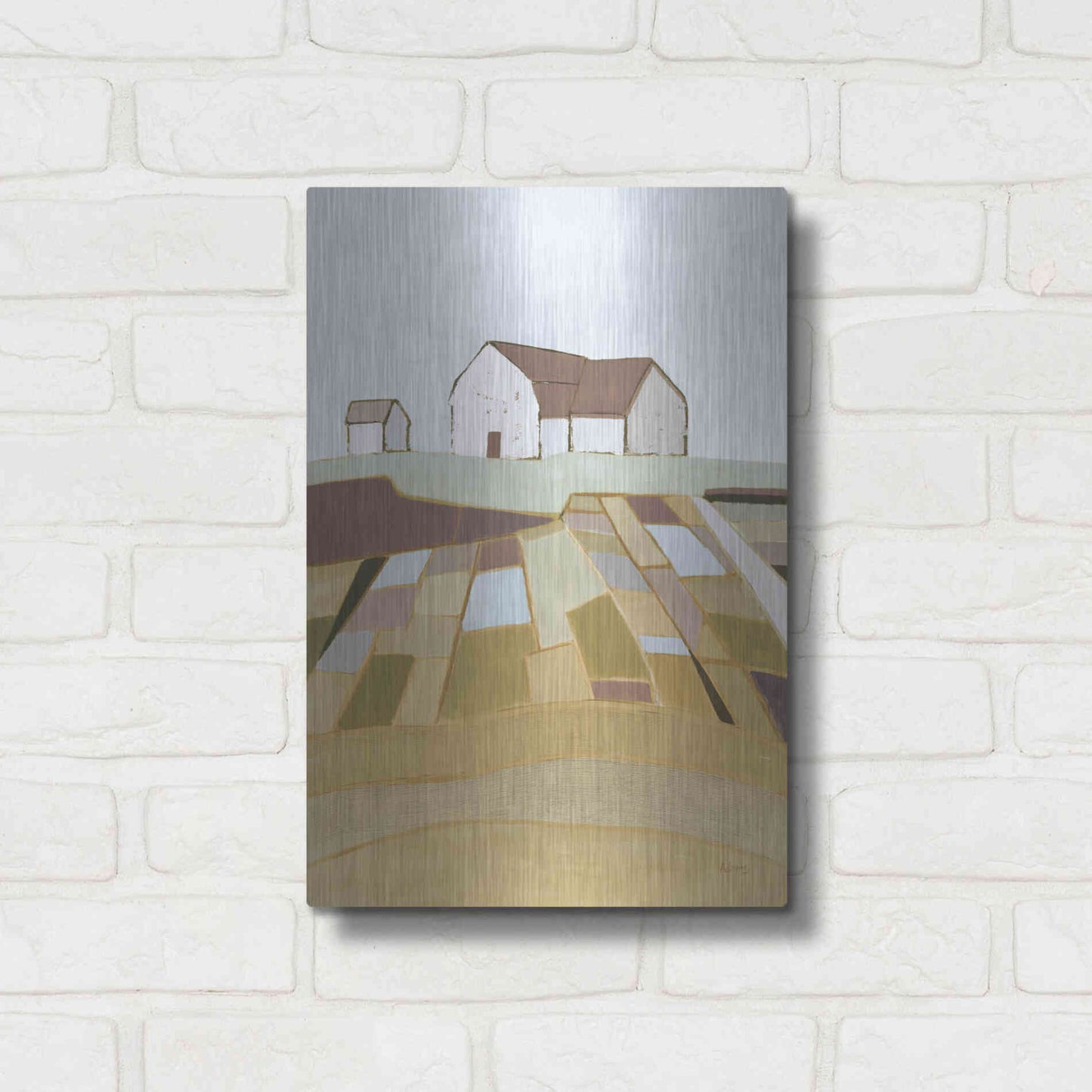 Luxe Metal Art 'Field of Dreams Neutral' by Phyllis Adams, Metal Wall Art,12x16