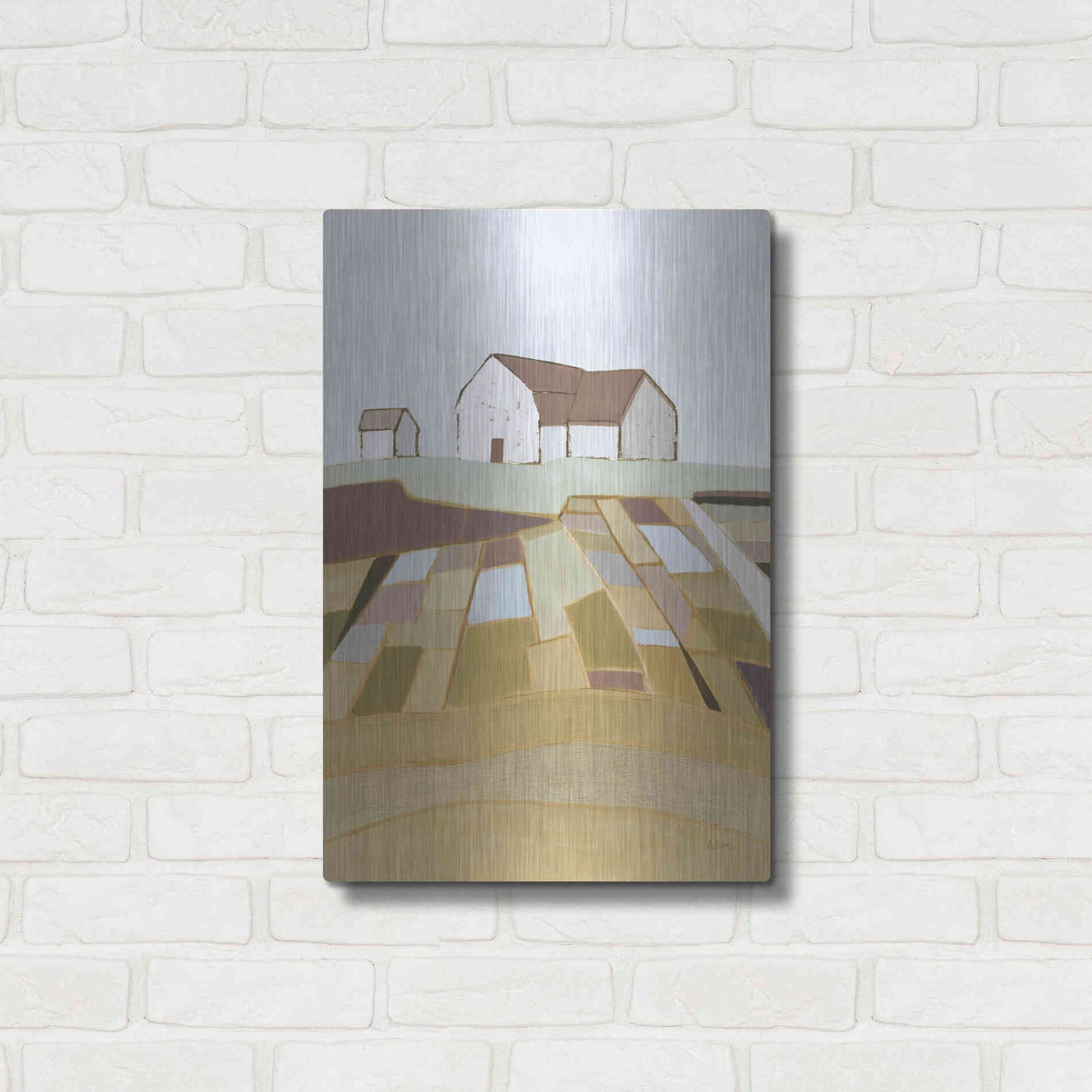 Luxe Metal Art 'Field of Dreams Neutral' by Phyllis Adams, Metal Wall Art,16x24