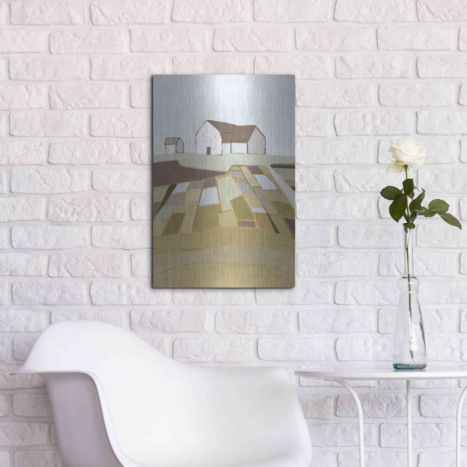 Luxe Metal Art 'Field of Dreams Neutral' by Phyllis Adams, Metal Wall Art,16x24