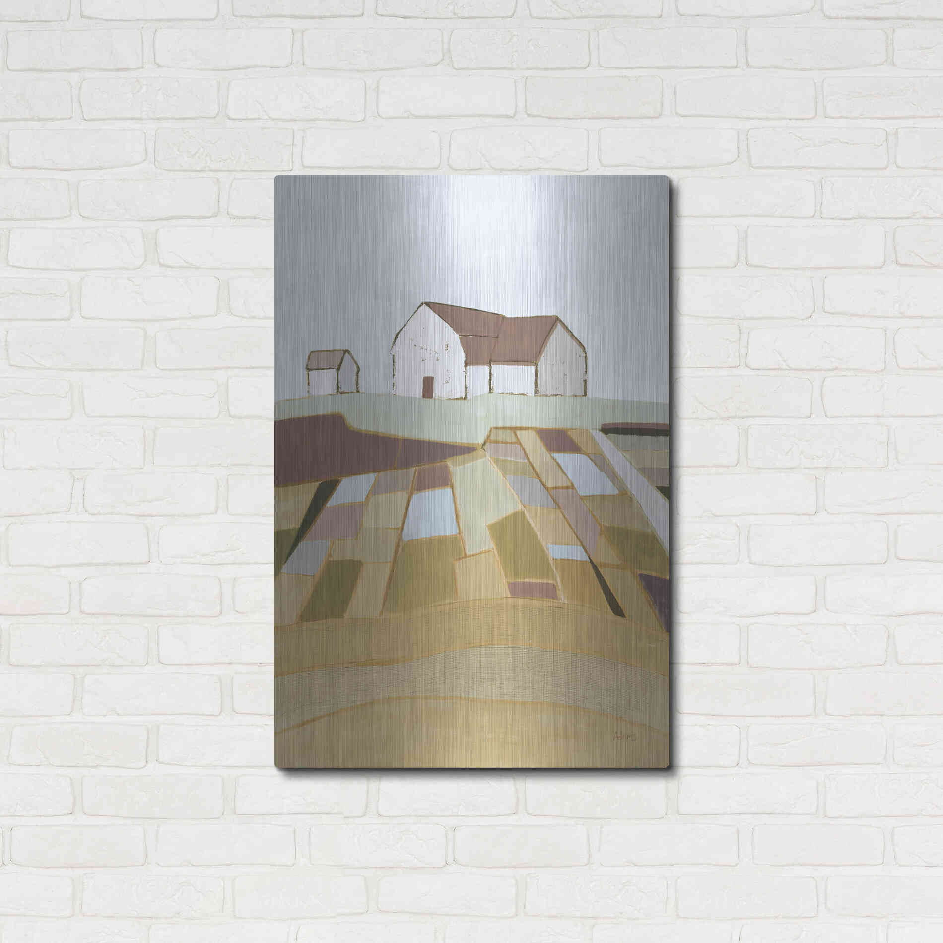 Luxe Metal Art 'Field of Dreams Neutral' by Phyllis Adams, Metal Wall Art,24x36