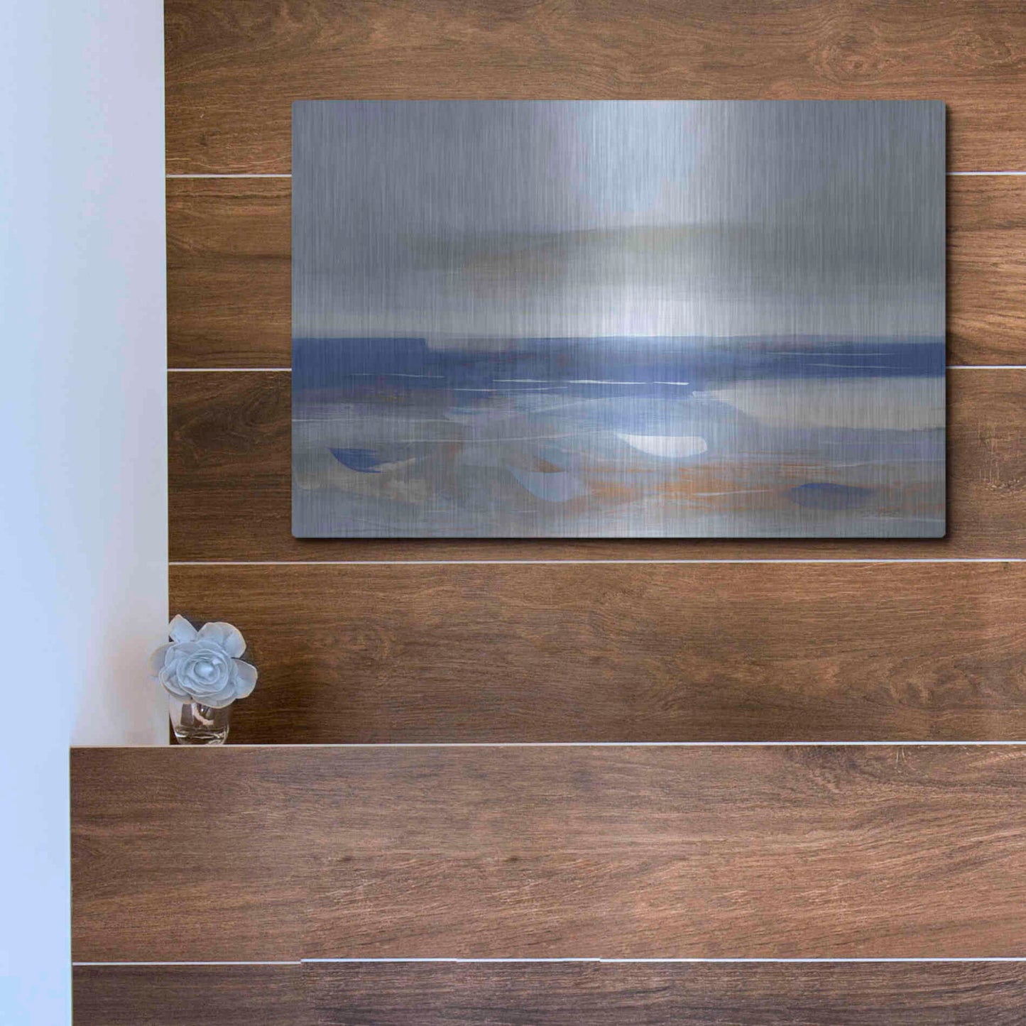 Luxe Metal Art 'Calm Sea' by Jo Maye, Metal Wall Art,16x12