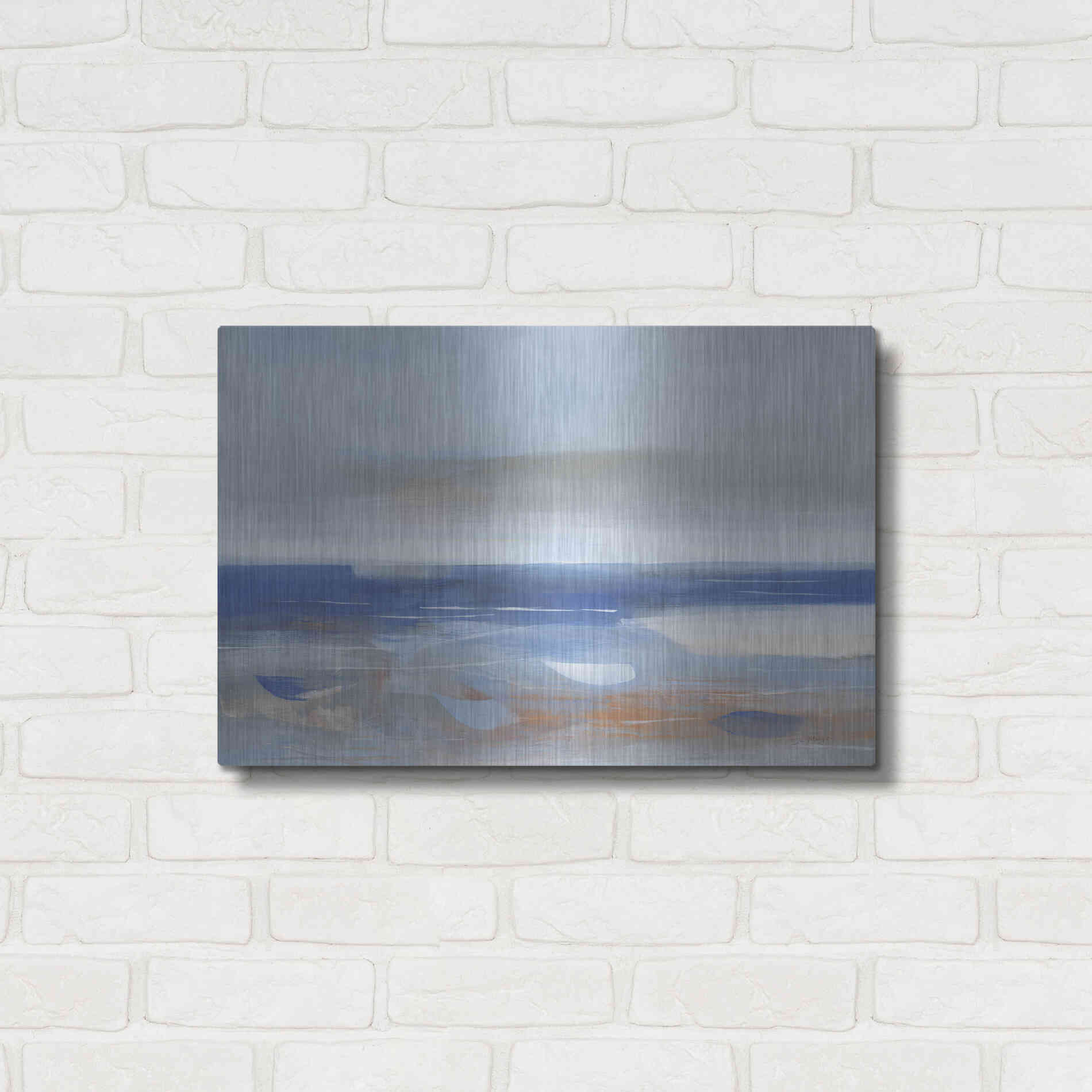Luxe Metal Art 'Calm Sea' by Jo Maye, Metal Wall Art,24x16
