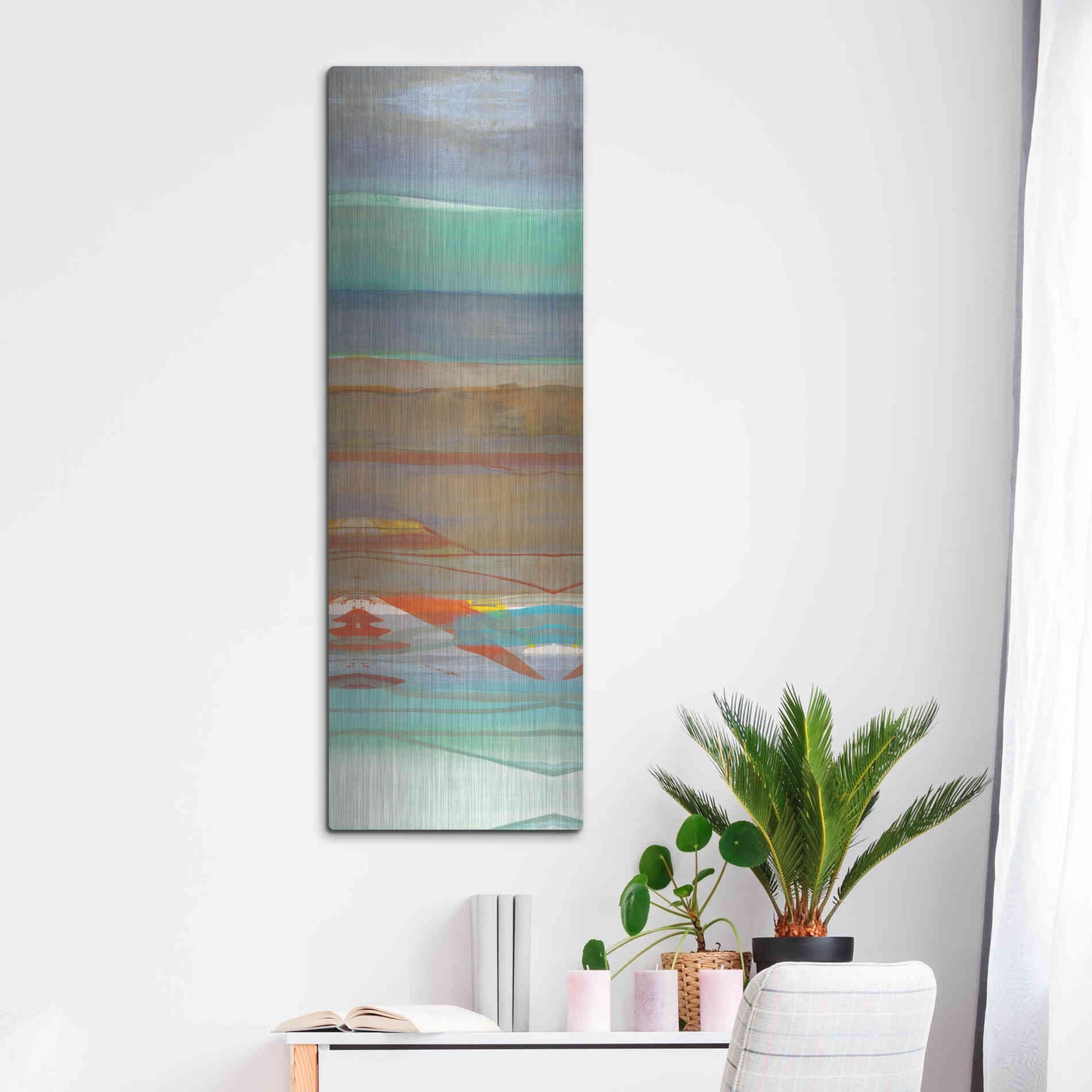 Luxe Metal Art 'Layers III' by Jo Maye, Metal Wall Art,16x48