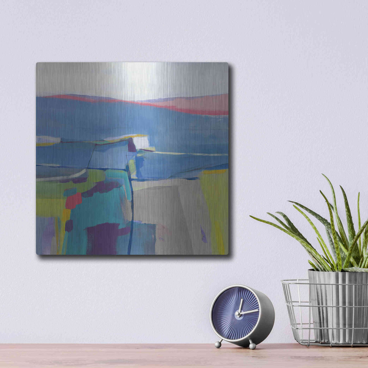 Luxe Metal Art 'Hill Side Bright' by Jo Maye, Metal Wall Art,12x12