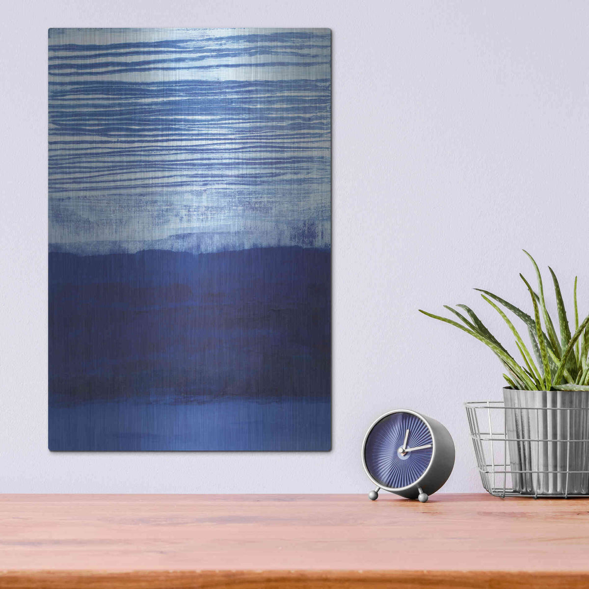 Luxe Metal Art 'Blue Haze' by Jo Maye, Metal Wall Art,12x16