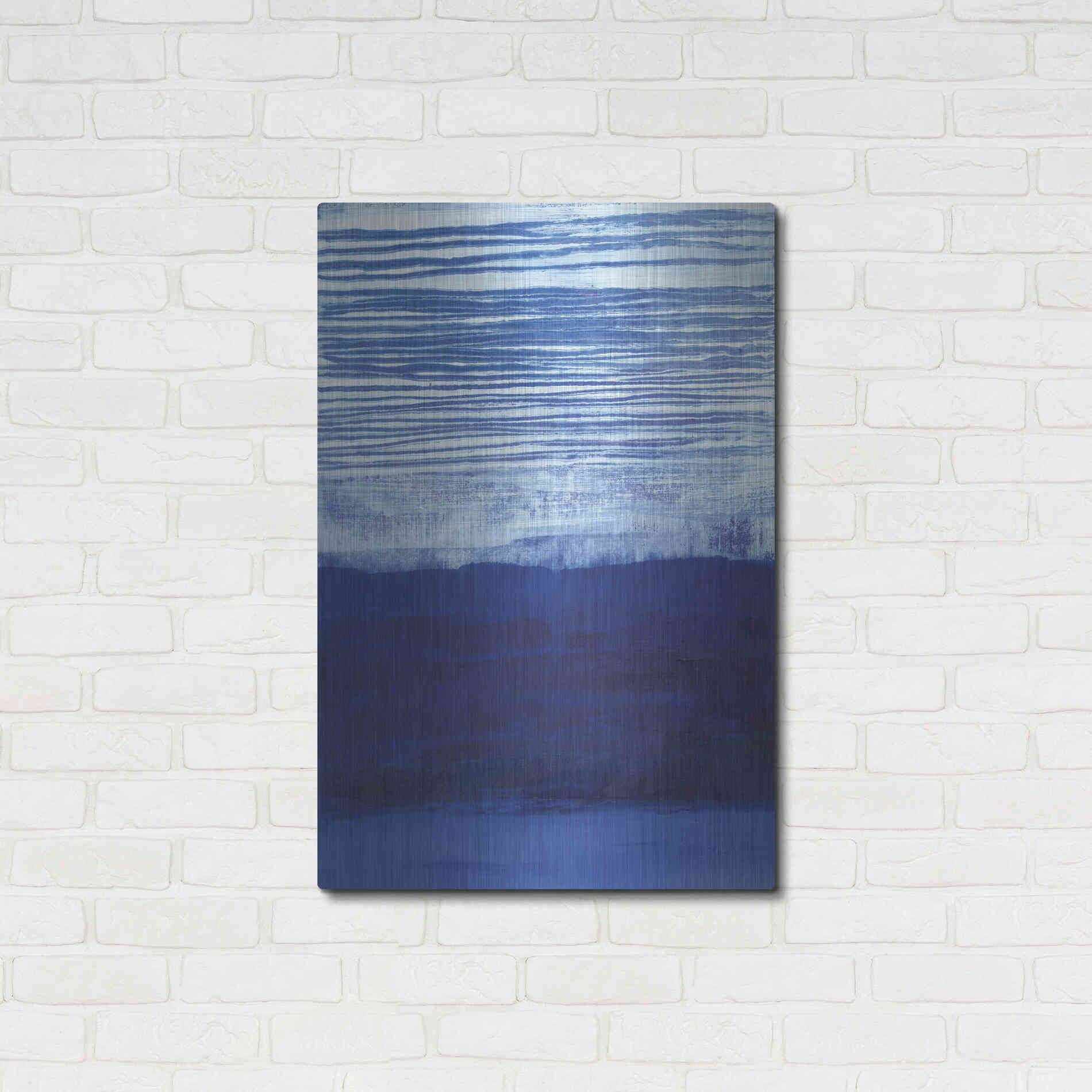 Luxe Metal Art 'Blue Haze' by Jo Maye, Metal Wall Art,24x36