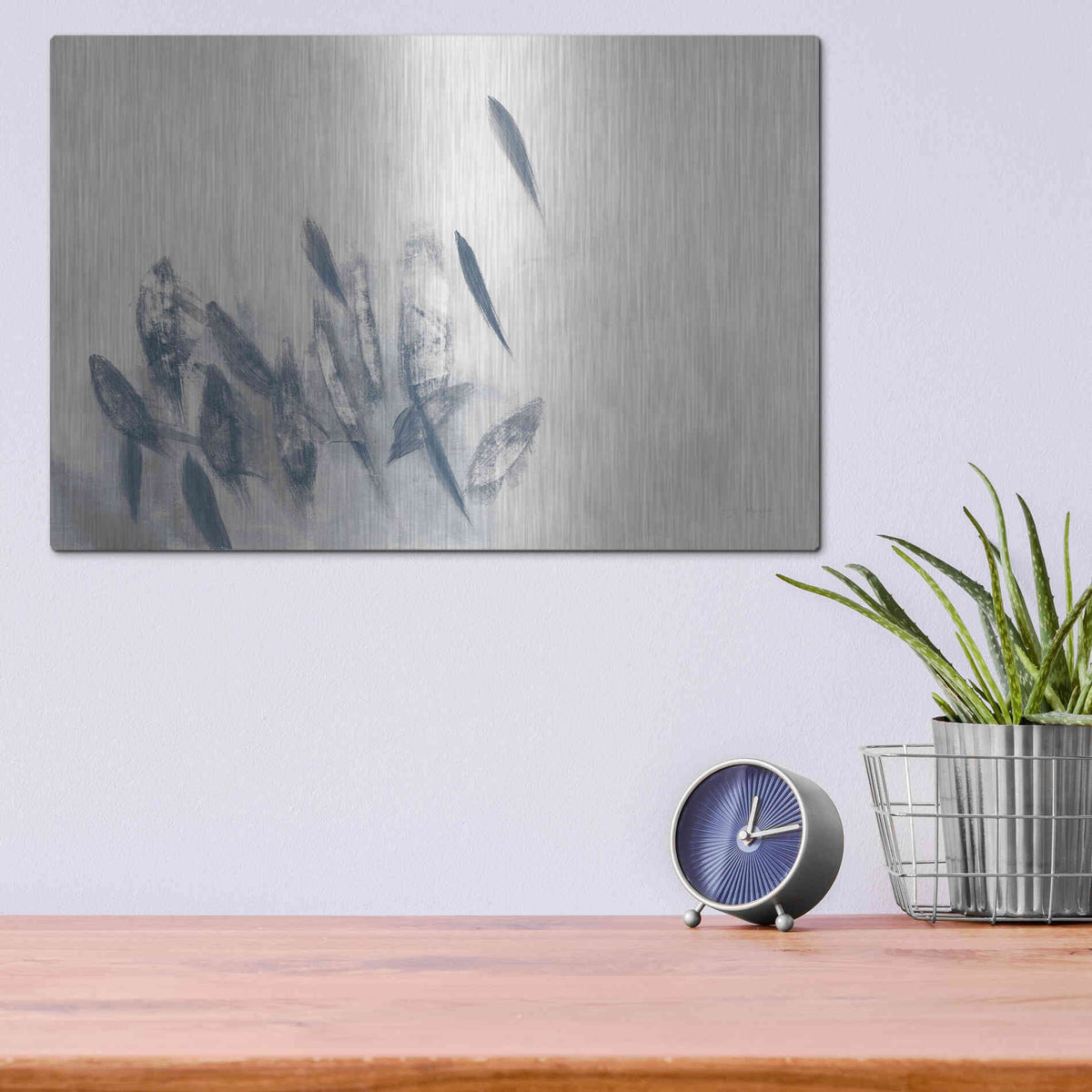 Luxe Metal Art 'Gently Waving Neutral' by Jo Maye, Metal Wall Art,16x12