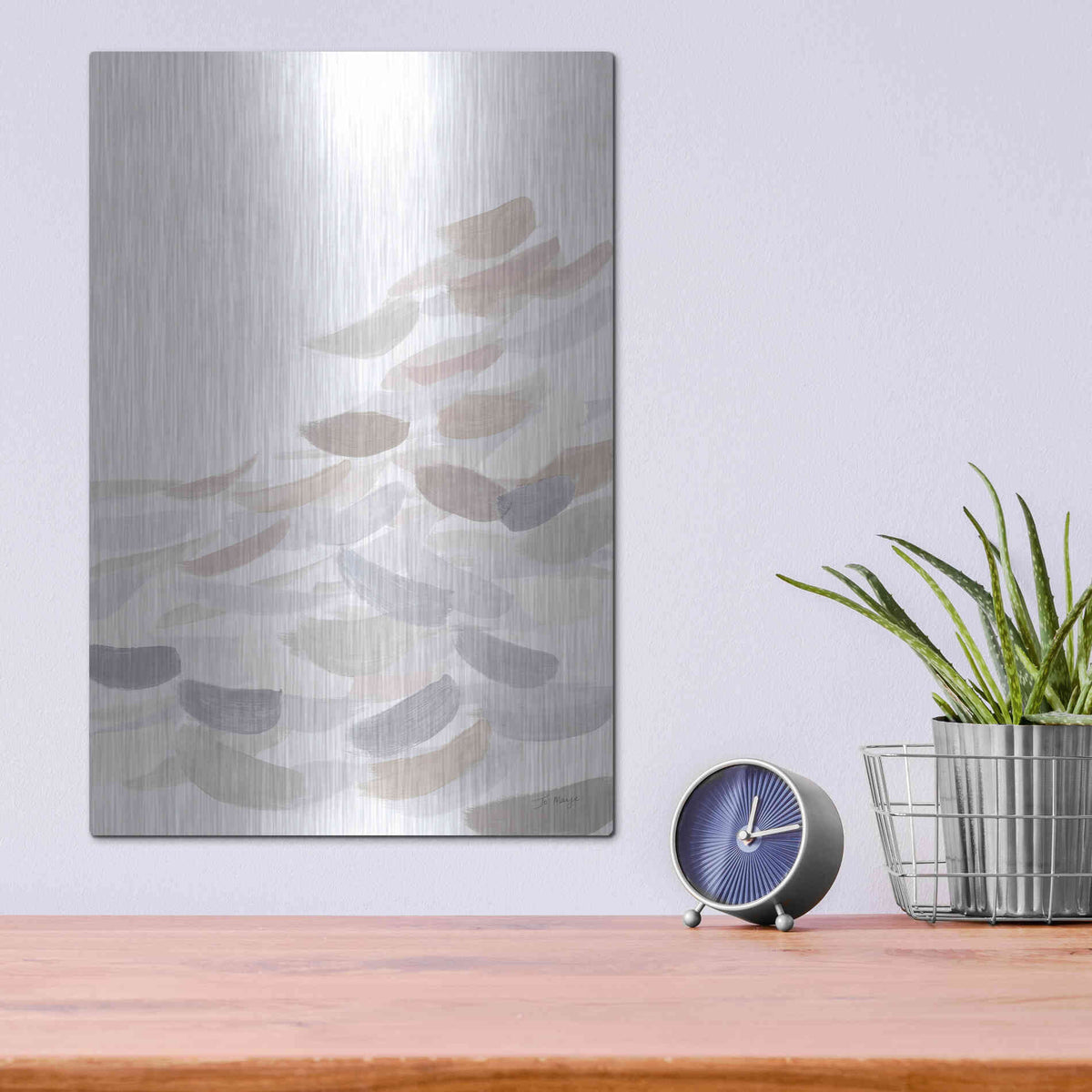Luxe Metal Art 'Drift Neutral' by Jo Maye, Metal Wall Art,12x16