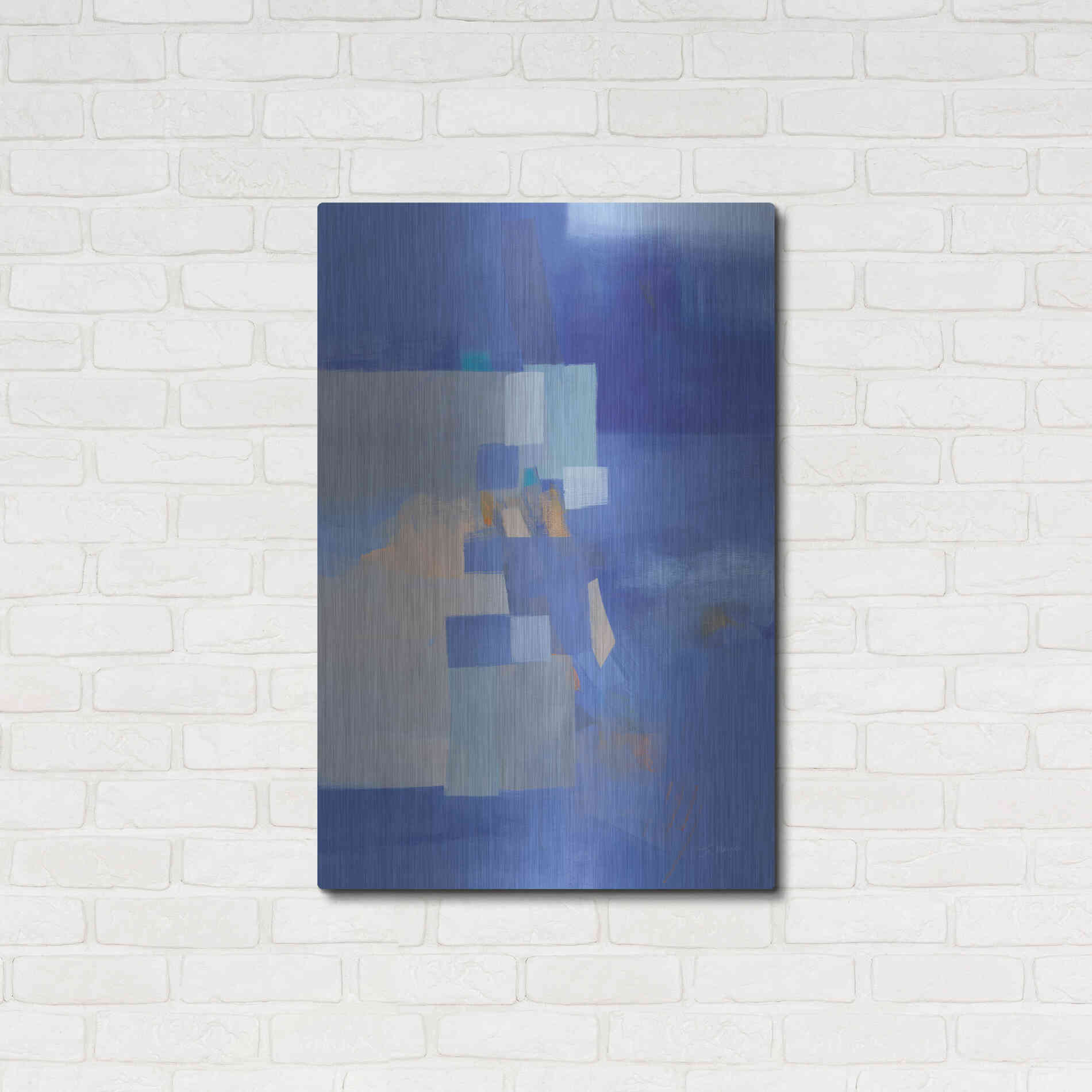 Luxe Metal Art 'Blue Dawn' by Jo Maye, Metal Wall Art,24x36