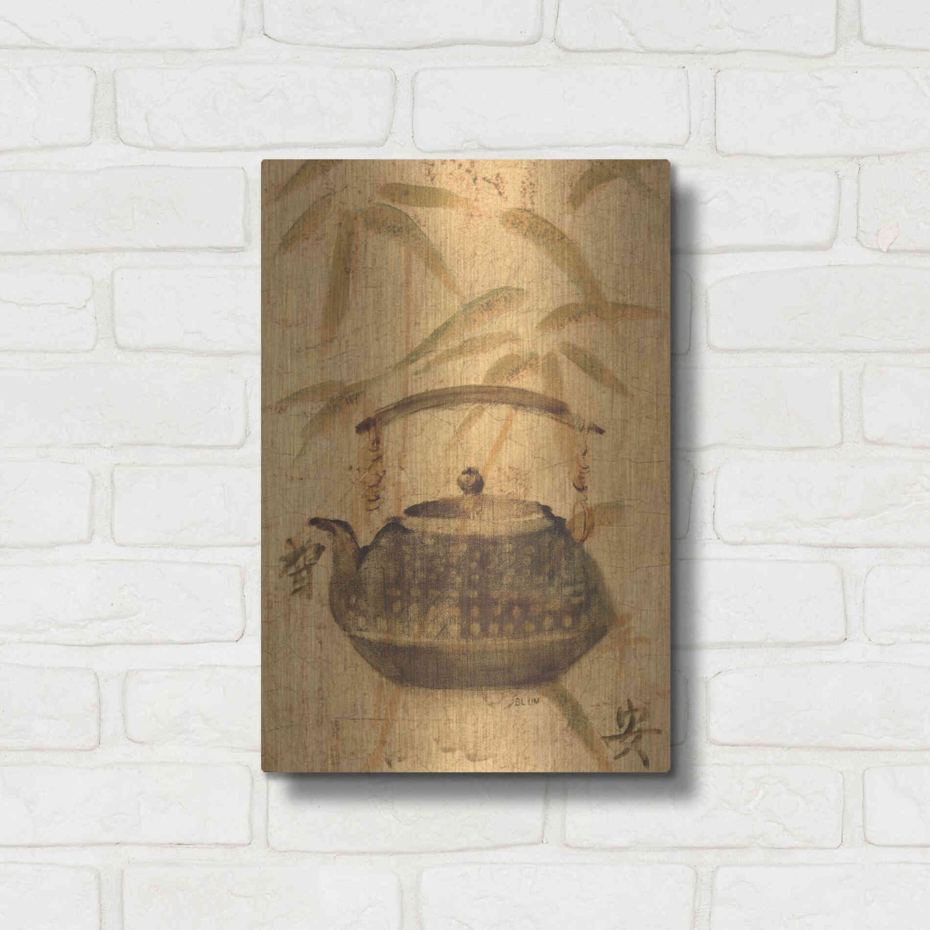 Luxe Metal Art 'Asian Teapot III' by Cheri Blum, Metal Wall Art,12x16