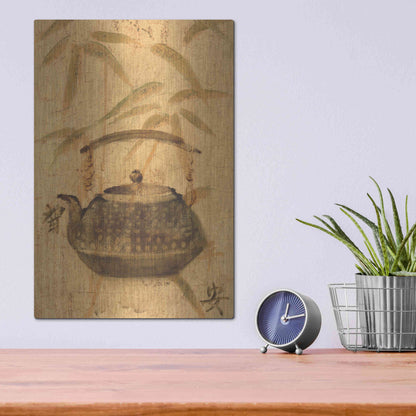 Luxe Metal Art 'Asian Teapot III' by Cheri Blum, Metal Wall Art,12x16