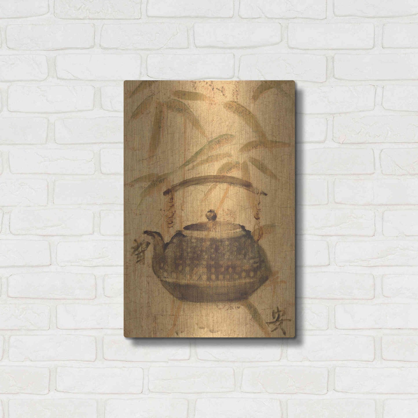 Luxe Metal Art 'Asian Teapot III' by Cheri Blum, Metal Wall Art,16x24