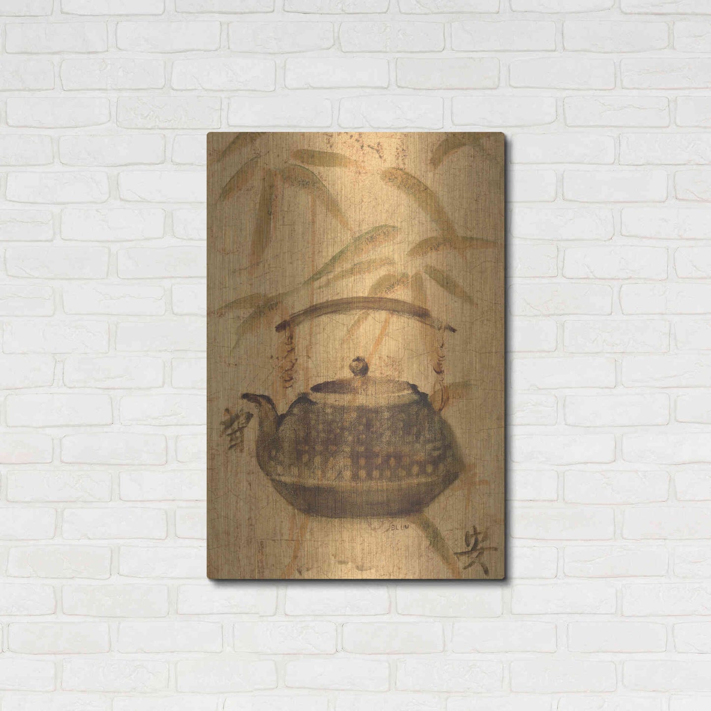 Luxe Metal Art 'Asian Teapot III' by Cheri Blum, Metal Wall Art,24x36