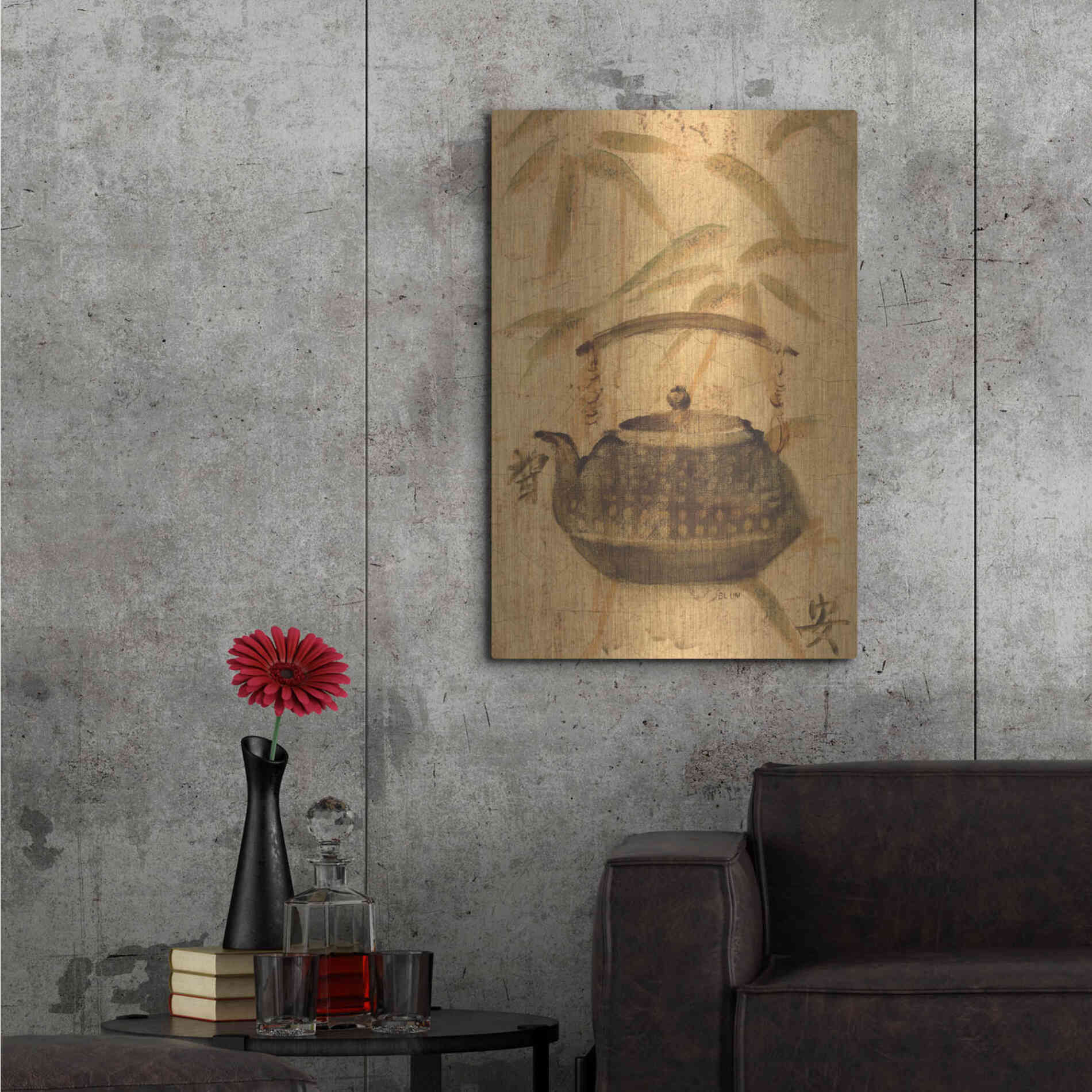 Luxe Metal Art 'Asian Teapot III' by Cheri Blum, Metal Wall Art,24x36