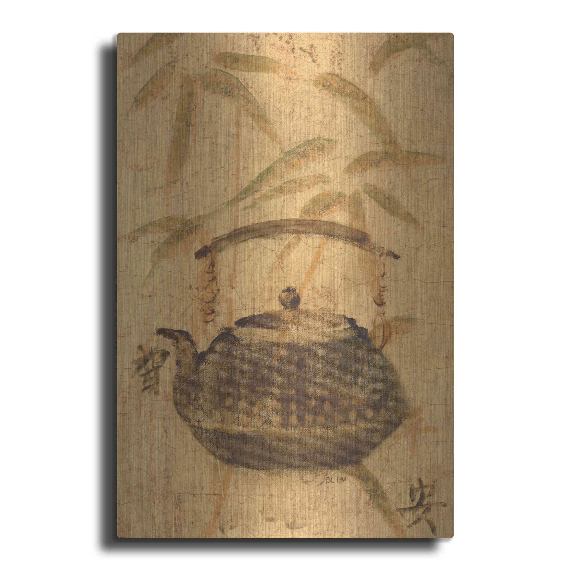 Luxe Metal Art 'Asian Teapot III' by Cheri Blum, Metal Wall Art