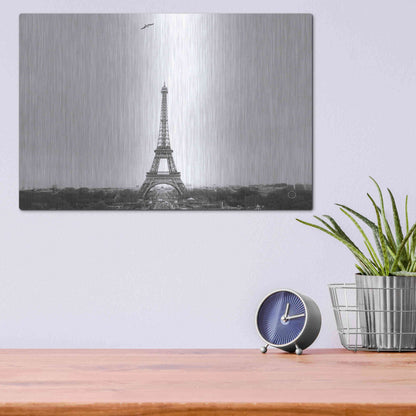 Luxe Metal Art 'A Birds View of Paris' by Nathan Larson, Metal Wall Art,16x12