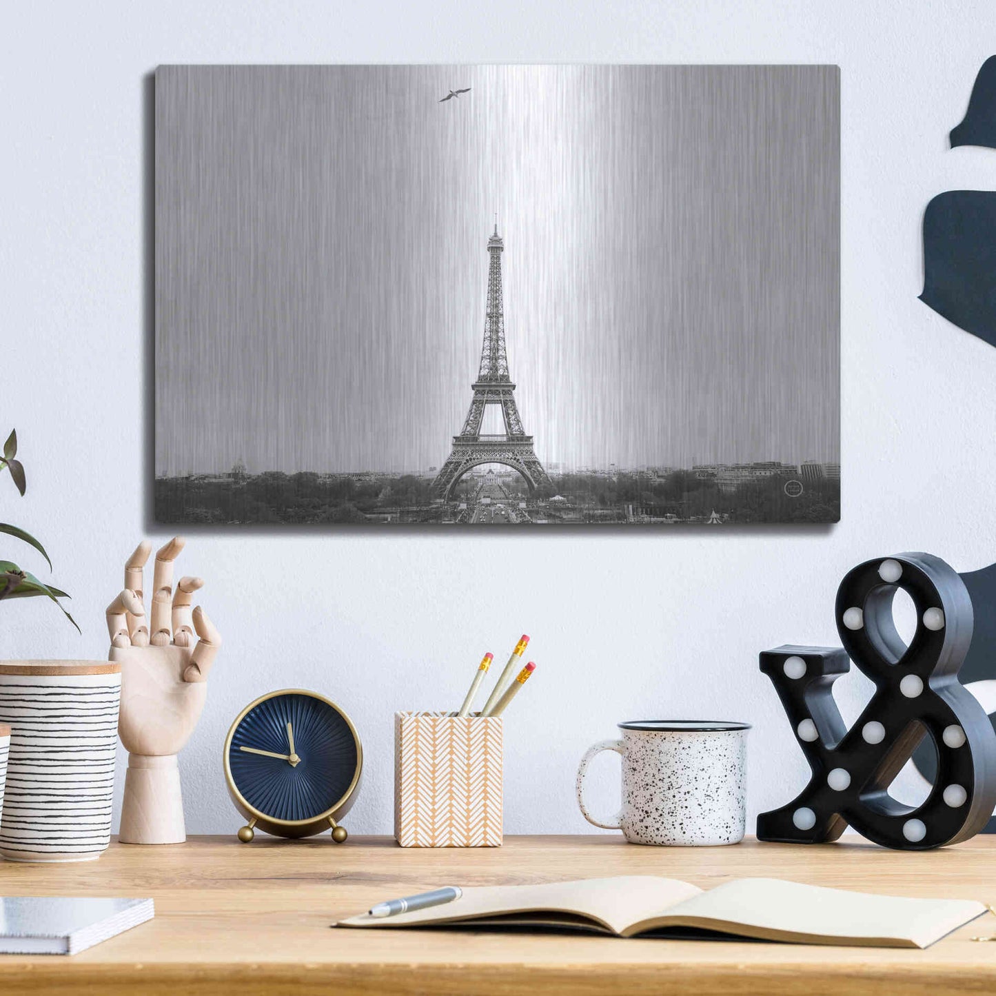 Luxe Metal Art 'A Birds View of Paris' by Nathan Larson, Metal Wall Art,16x12