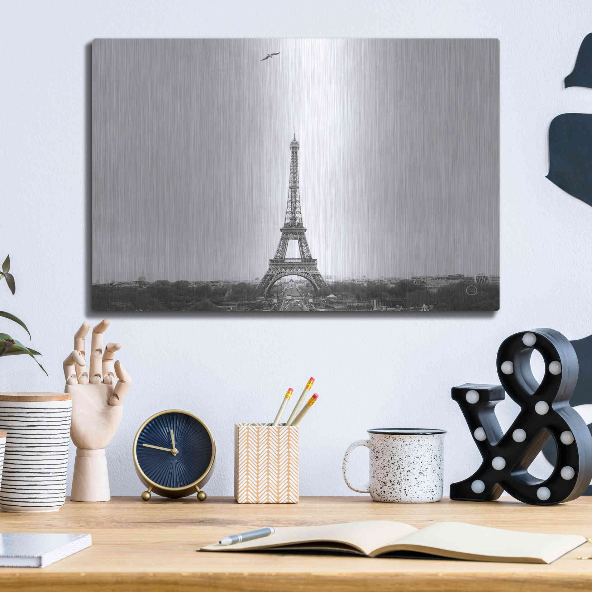 Luxe Metal Art 'A Birds View of Paris' by Nathan Larson, Metal Wall Art,16x12