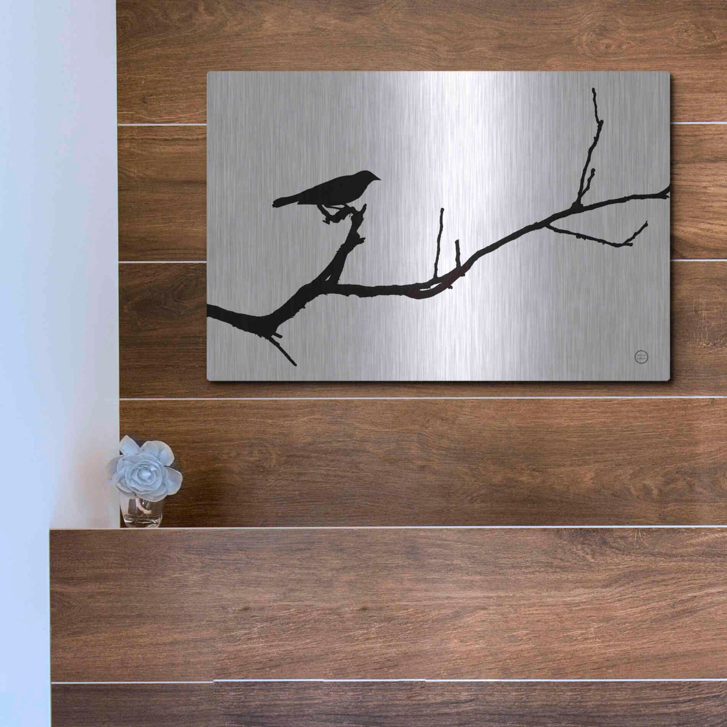 Luxe Metal Art 'Bird Silhouette' by Nathan Larson, Metal Wall Art,16x12