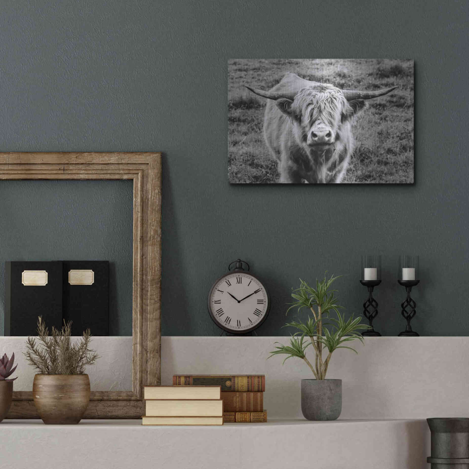 Luxe Metal Art 'Highland Cow Staring Contest' by Nathan Larson, Metal Wall Art,16x12