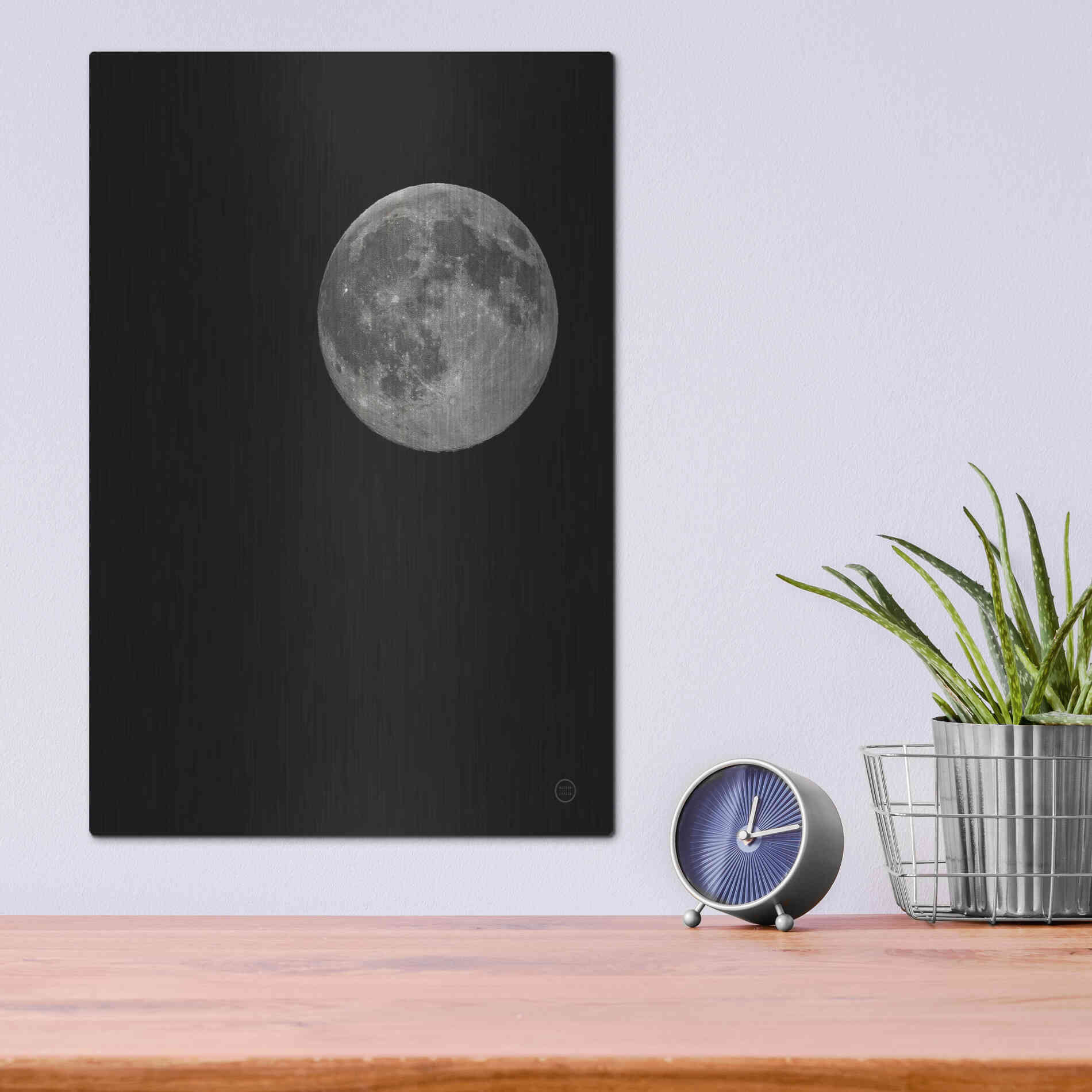 Luxe Metal Art 'Moon Detail I' by Nathan Larson, Metal Wall Art,12x16