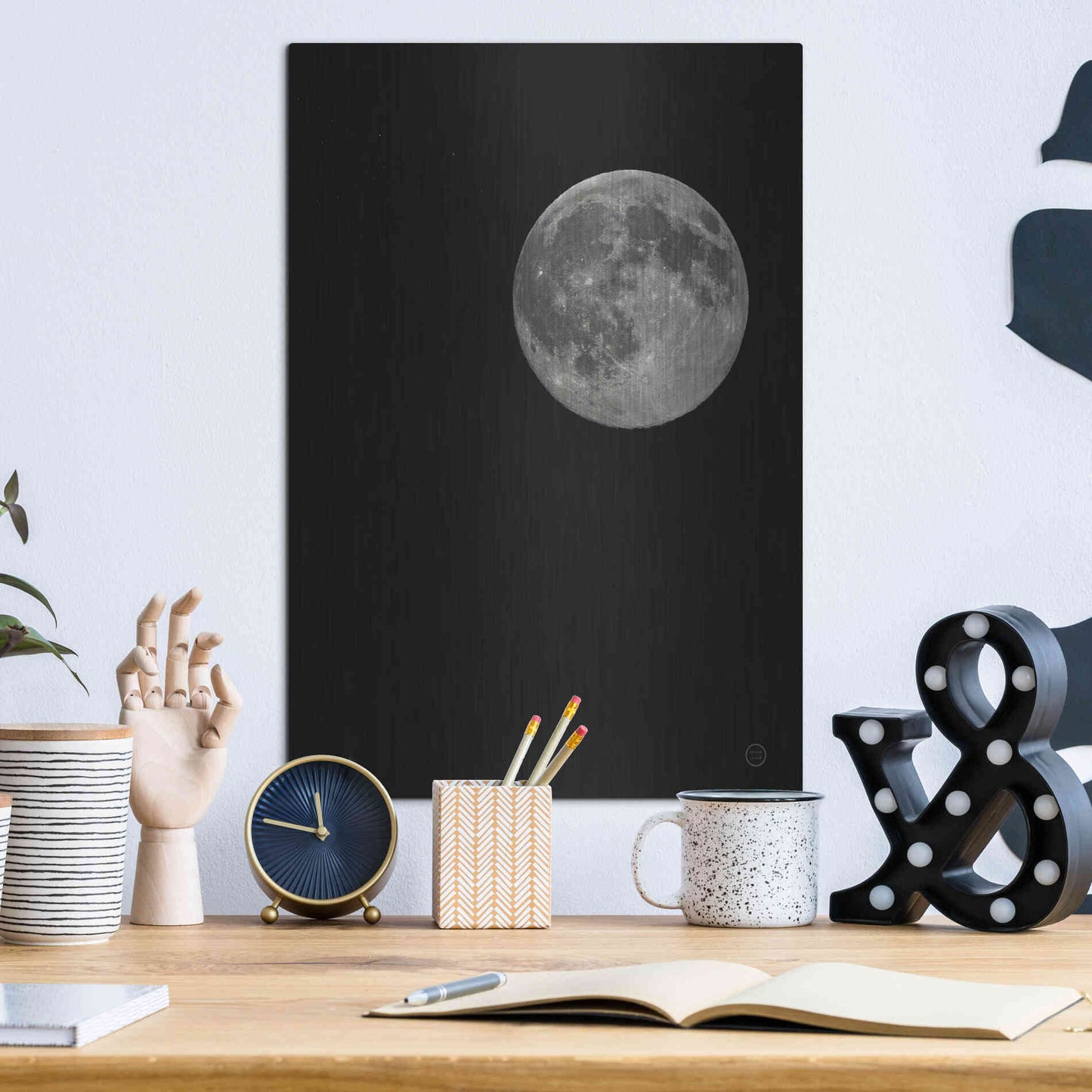 Luxe Metal Art 'Moon Detail I' by Nathan Larson, Metal Wall Art,12x16