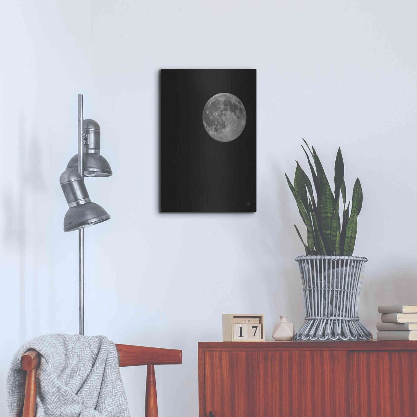 Luxe Metal Art 'Moon Detail I' by Nathan Larson, Metal Wall Art,16x24