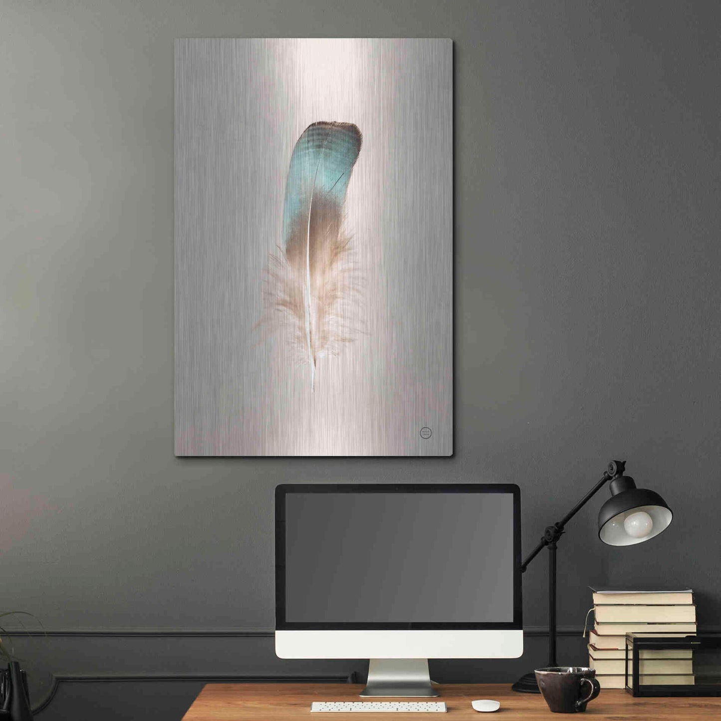 Luxe Metal Art 'Floating Feathers IV' by Nathan Larson, Metal Wall Art,24x36