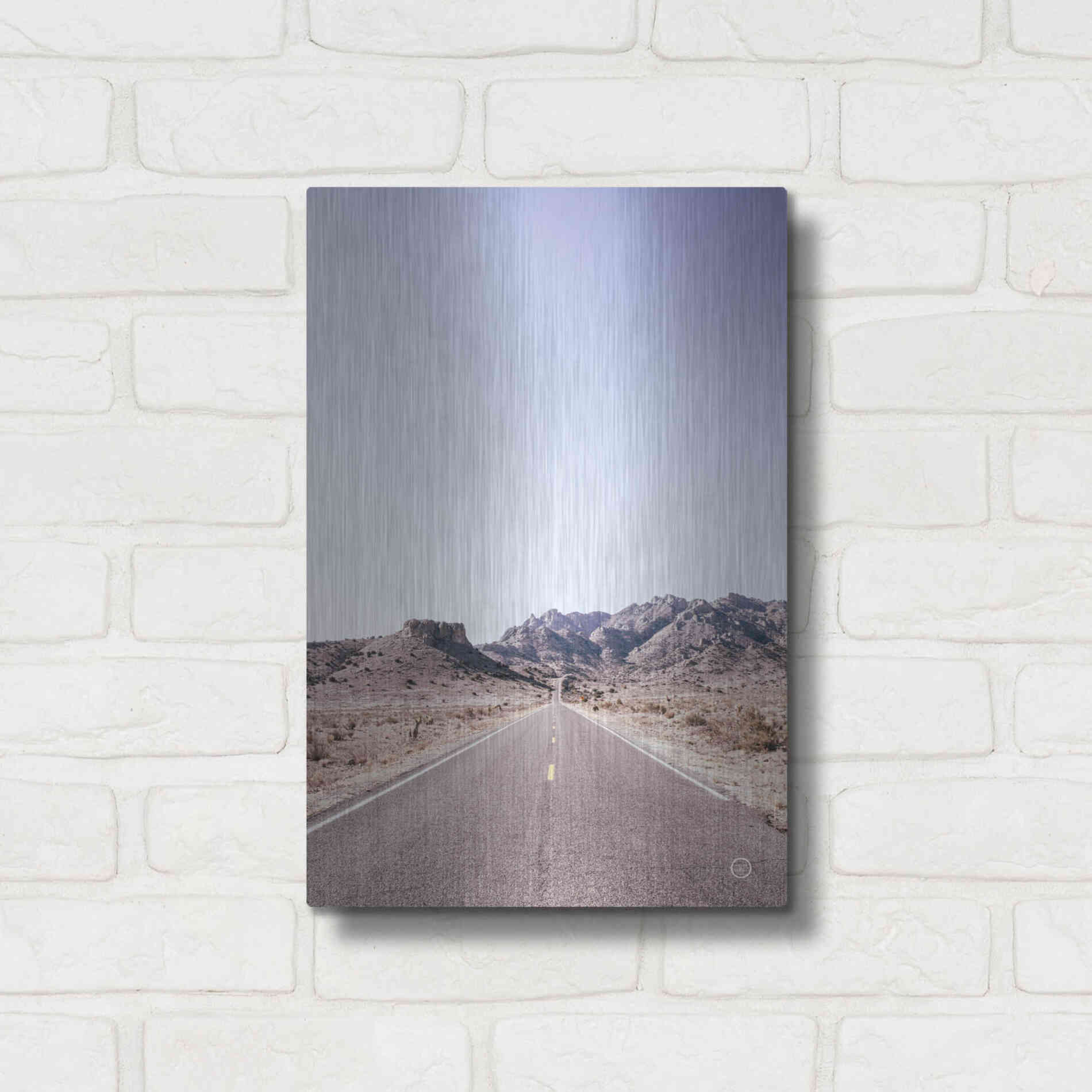 Luxe Metal Art 'Dusty Desert Dreams Road' by Nathan Larson, Metal Wall Art,12x16