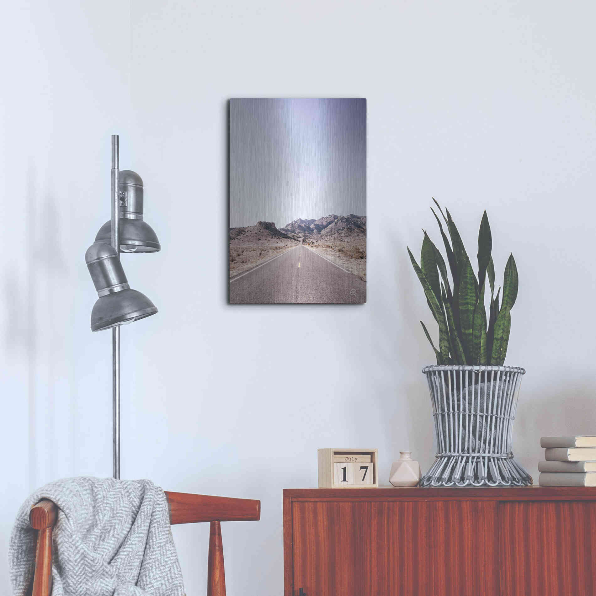 Luxe Metal Art 'Dusty Desert Dreams Road' by Nathan Larson, Metal Wall Art,16x24