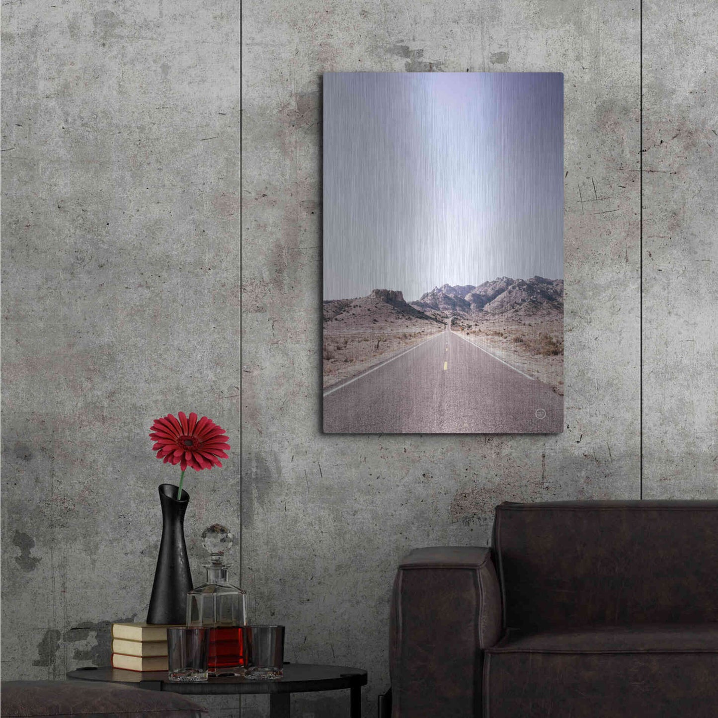 Luxe Metal Art 'Dusty Desert Dreams Road' by Nathan Larson, Metal Wall Art,24x36